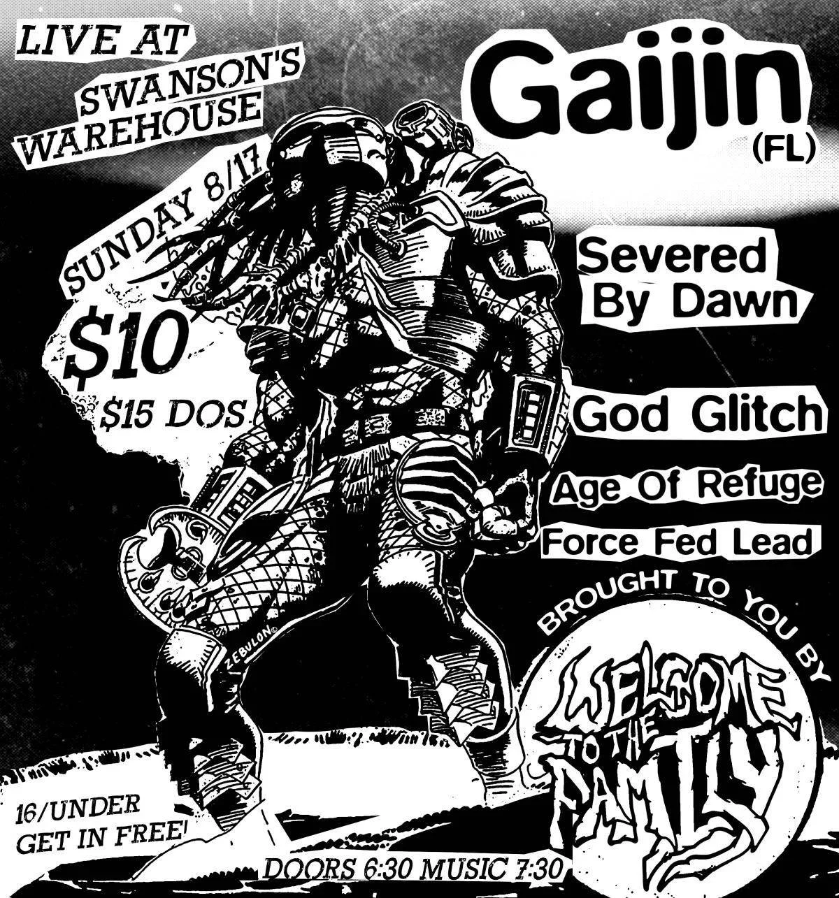 WTTF Presents : Gaijin w/ Severed by Dawn, God Glitch, Age of Refuge & Force Fed Lead