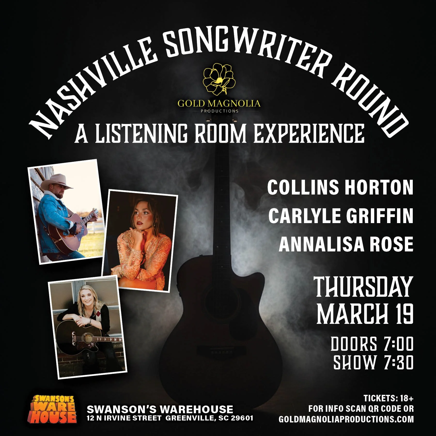 Gold Magnolia Presents : Nashville Songwriters Round - A Listening Room Experience