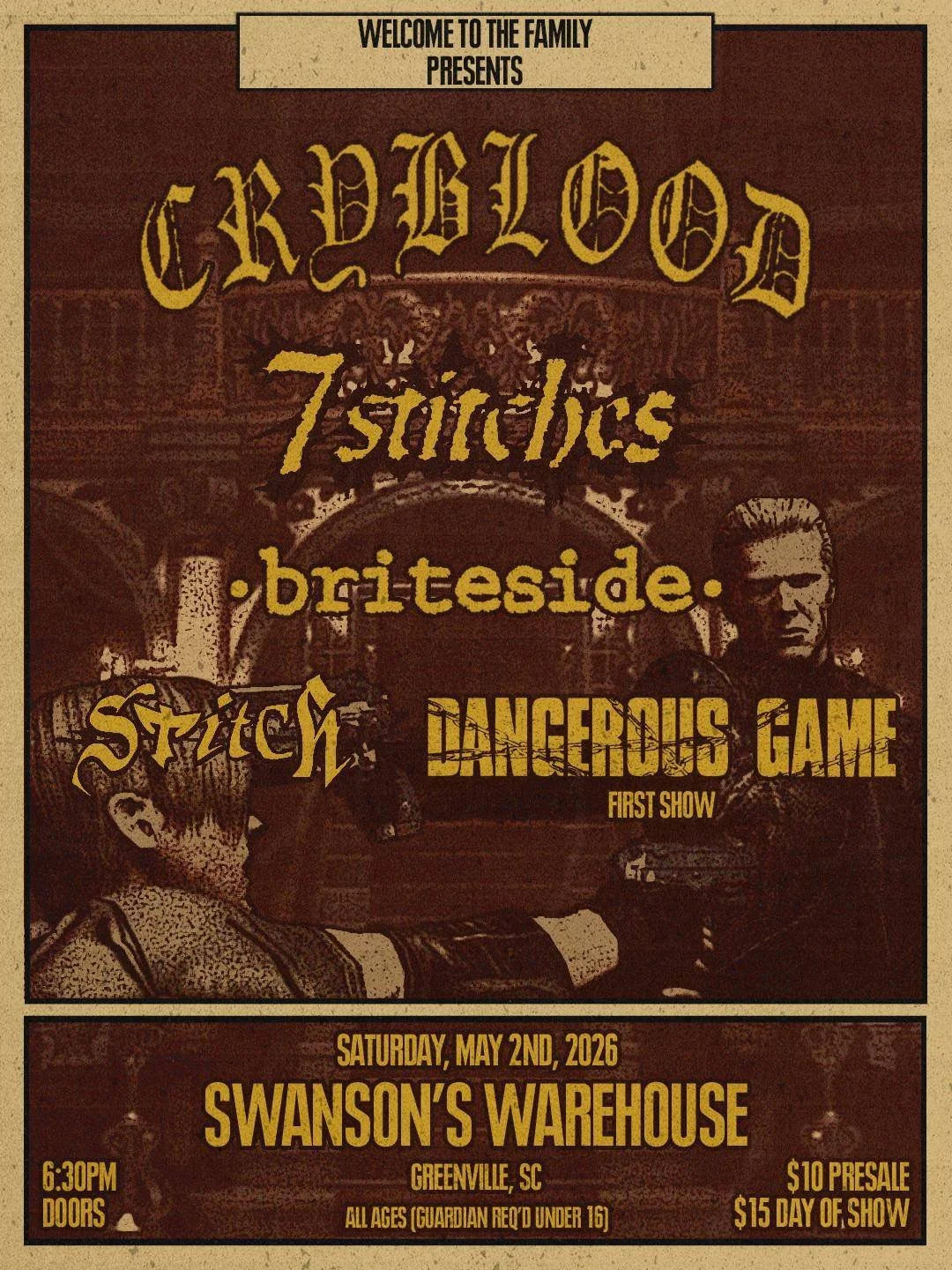 WTTF Presents : Cry Blood, 7Stitches, Briteside, Stitch & Dangerous Game