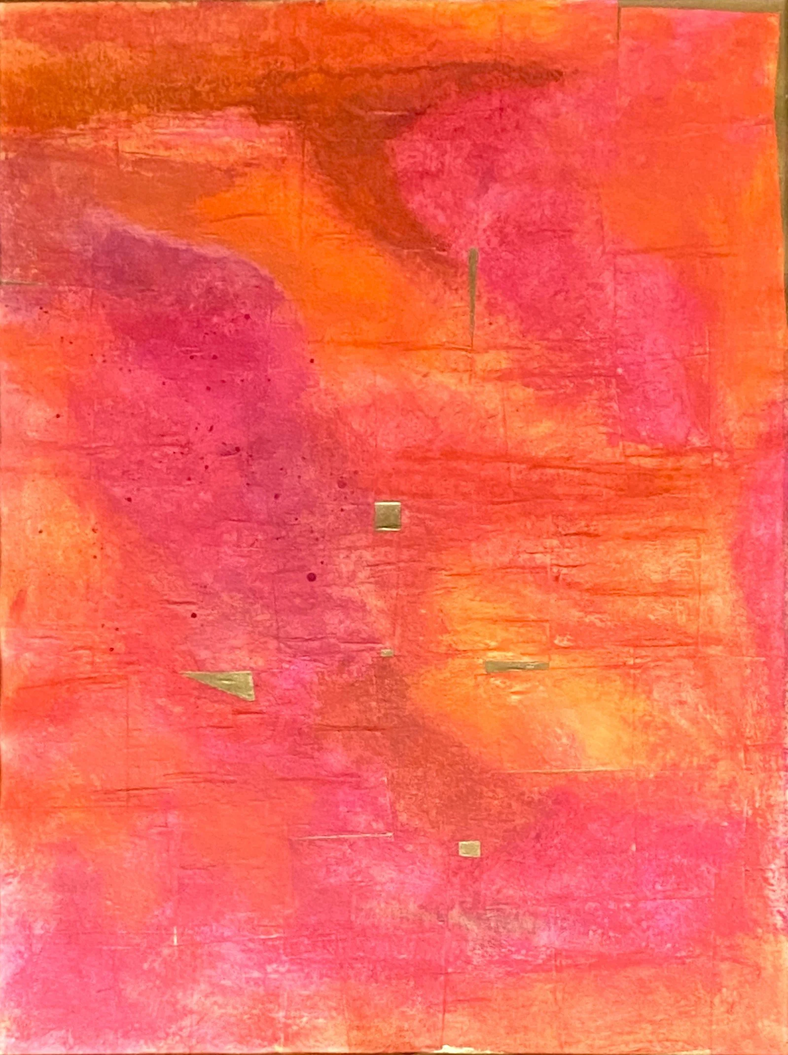 Golden Mirage - 18" x 24" - Acrylic on layered paper on paper board - wood frame 2026