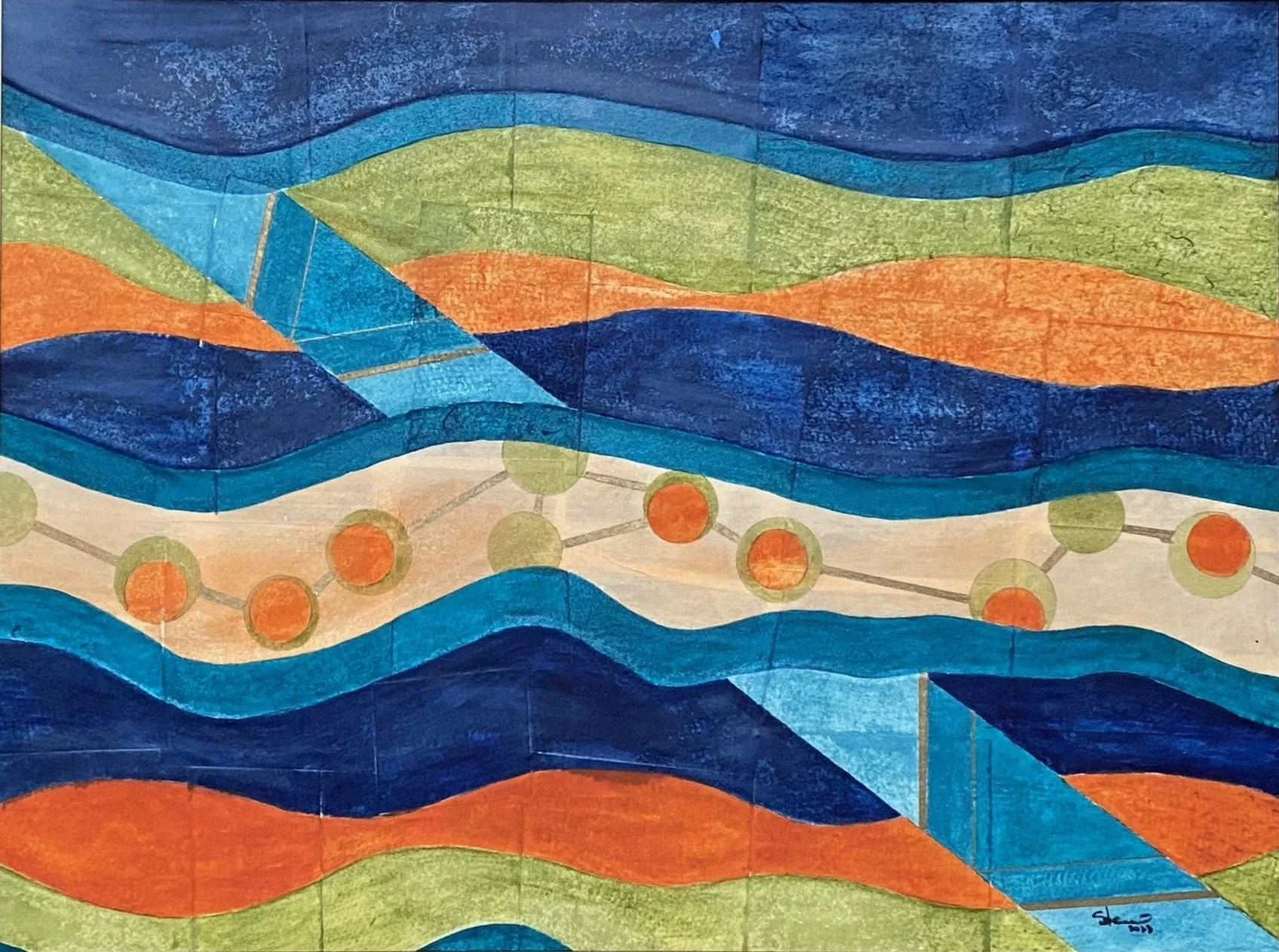 Forced Flow - 24" x 18" - mixed media 2023- $964 framed