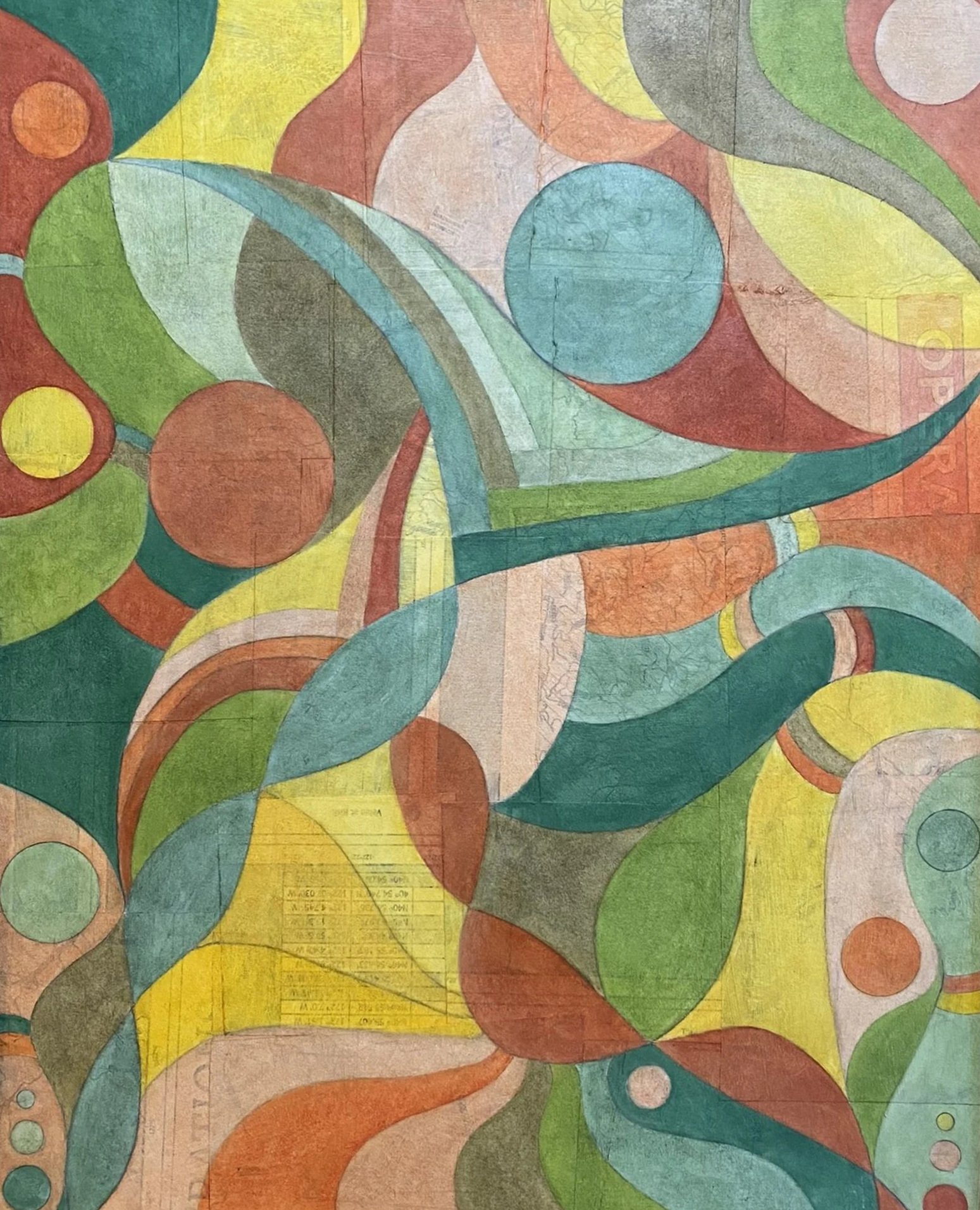 Soul Dance - 16" x 20" - Oil pastel on topographic map paper on board 2024- $740 framed