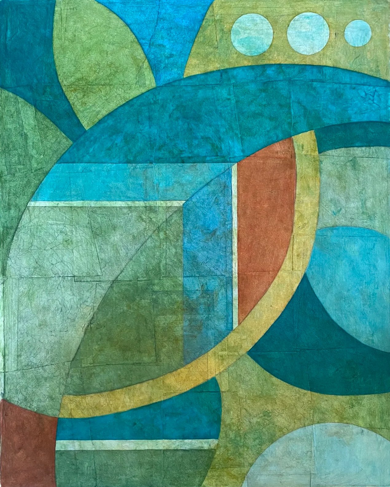 On Hold 1 - 16" x 20" - Oil pastel on topographic paper maps on board (unframed) 2025- $640