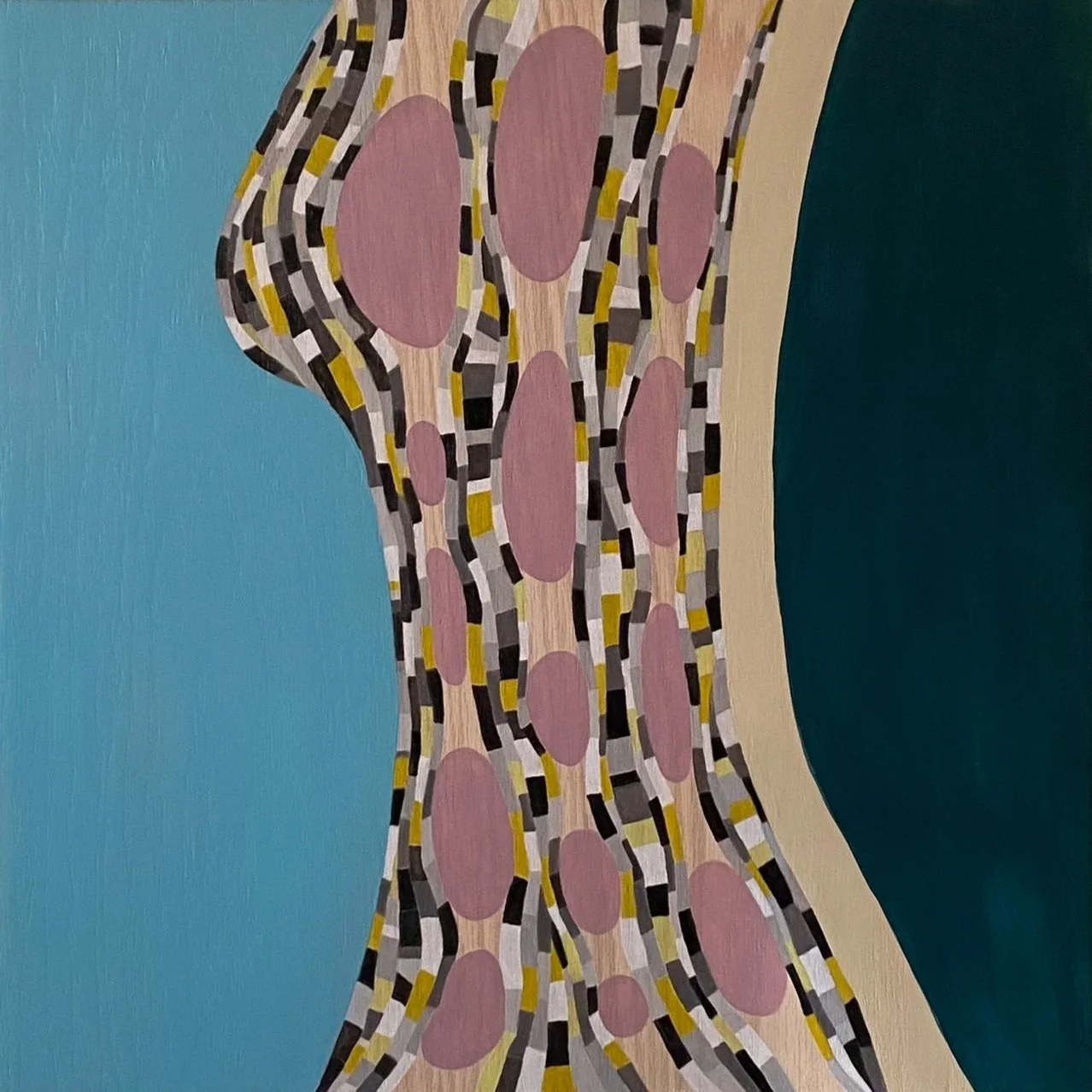 Feminine Form - 24" x 24" - Acrylic & oil pastel on wood  (unframed) 2025- $1,152