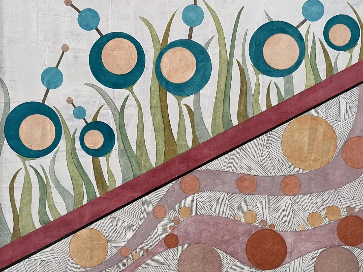 Under Workings - 24" x 18" - Oil pastel on topographic map paper on board 2024- $964