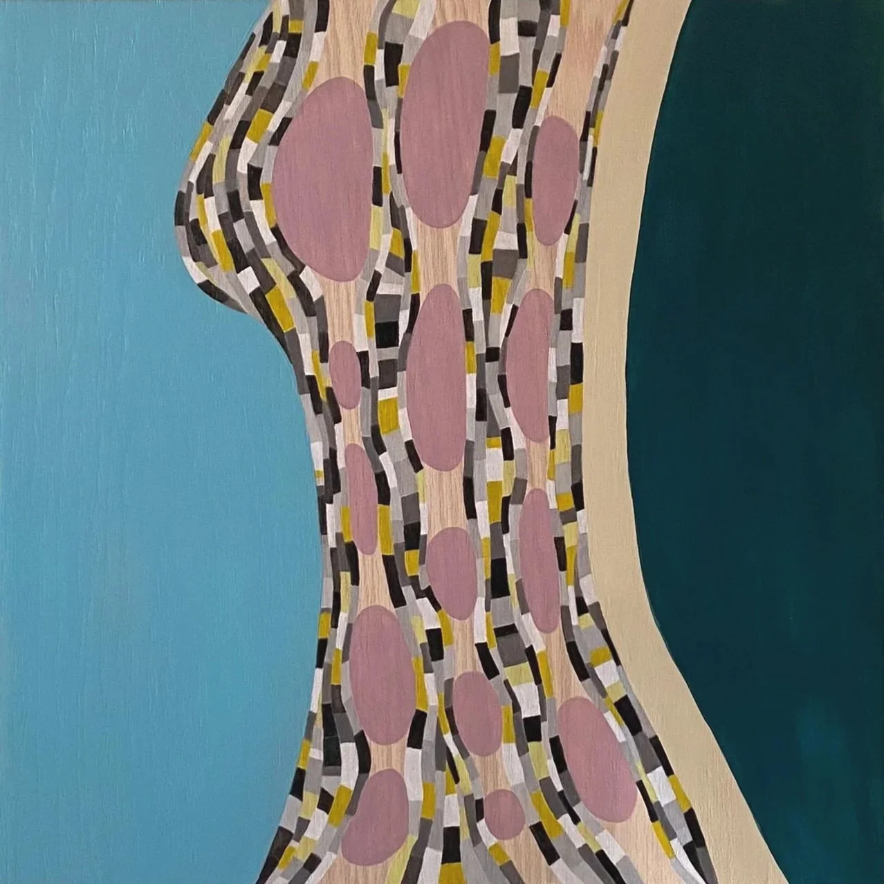 Feminine Form - 24" x 24" - Acrylic & oil pastel on wood  (unframed) 2025- $1,152