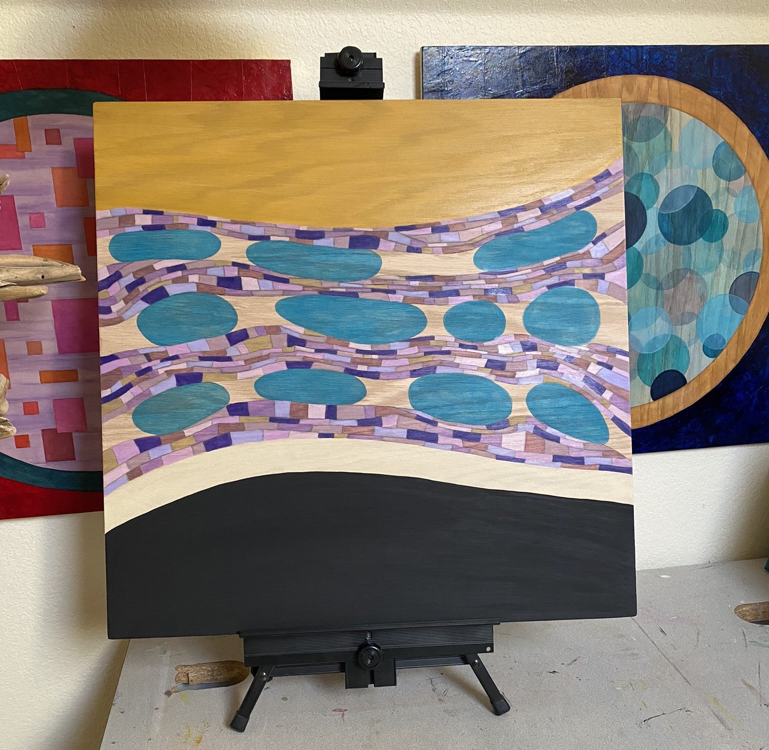 Wanderlust (Horizontal)- 24" x 24" - Acrylic & oil pastel on wood (unframed) 2025