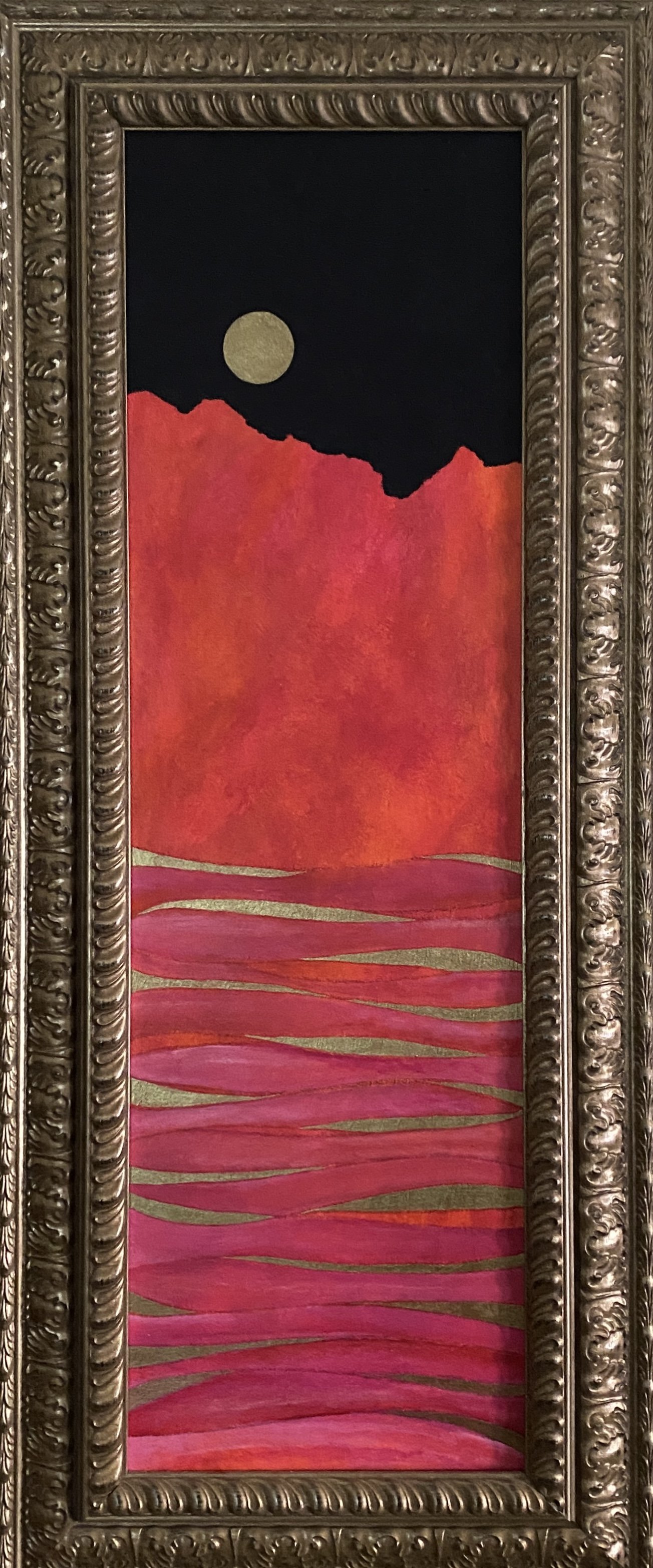 Skies of Fire - 14.5" x 34" - Acrylic on paper board - framed 2026