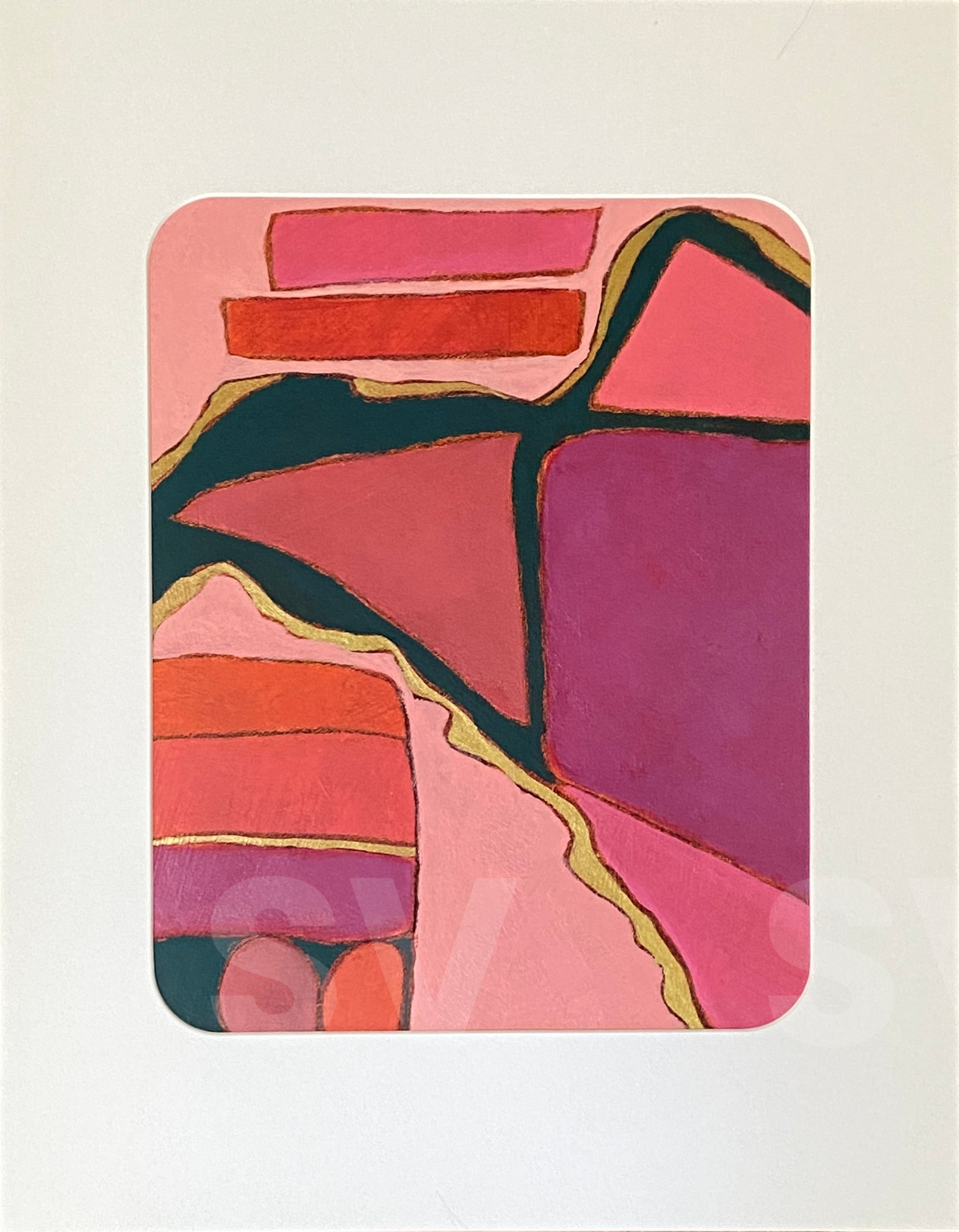 River of Gold - 11" x 14" - Acrylic and China Marker on paper board - white mat 2026