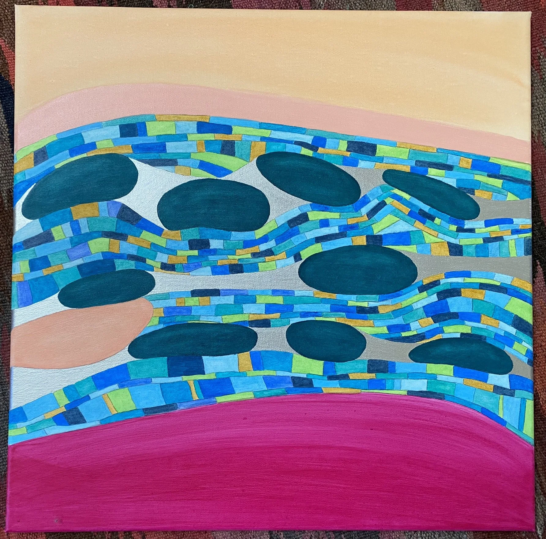 Norway - 20" x 20" - Acrylic & oil pastel on canvas (unframed) 2025