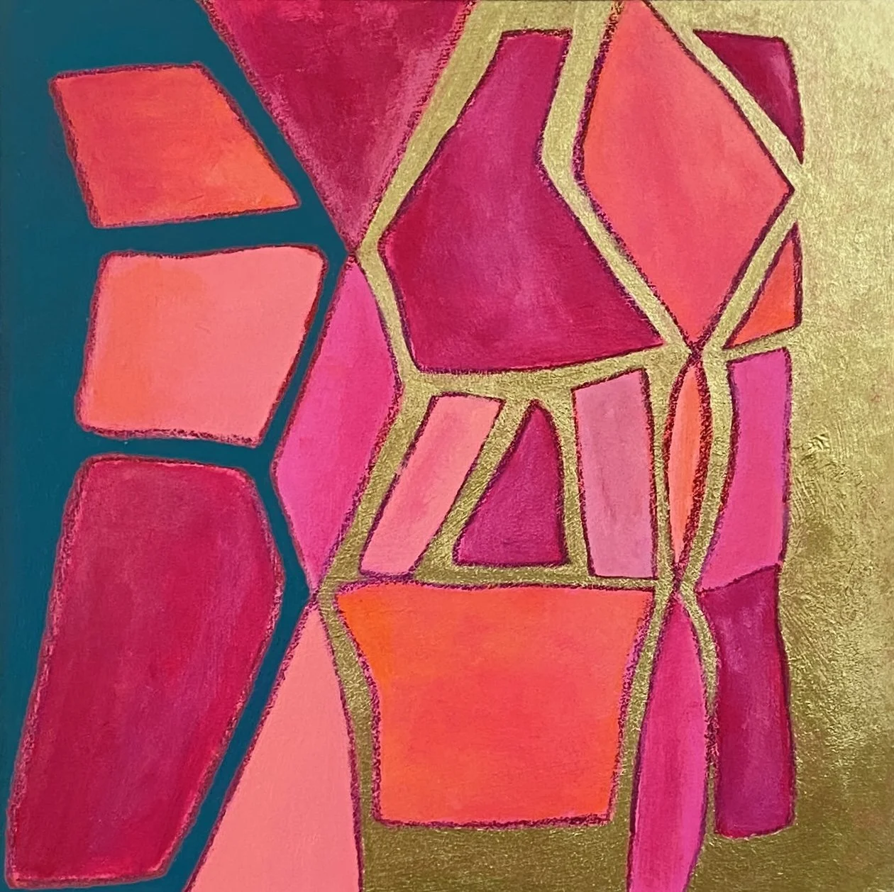 FH003 - 12" x 12"- Acrylic & China marker on paper mat- white mat 2026