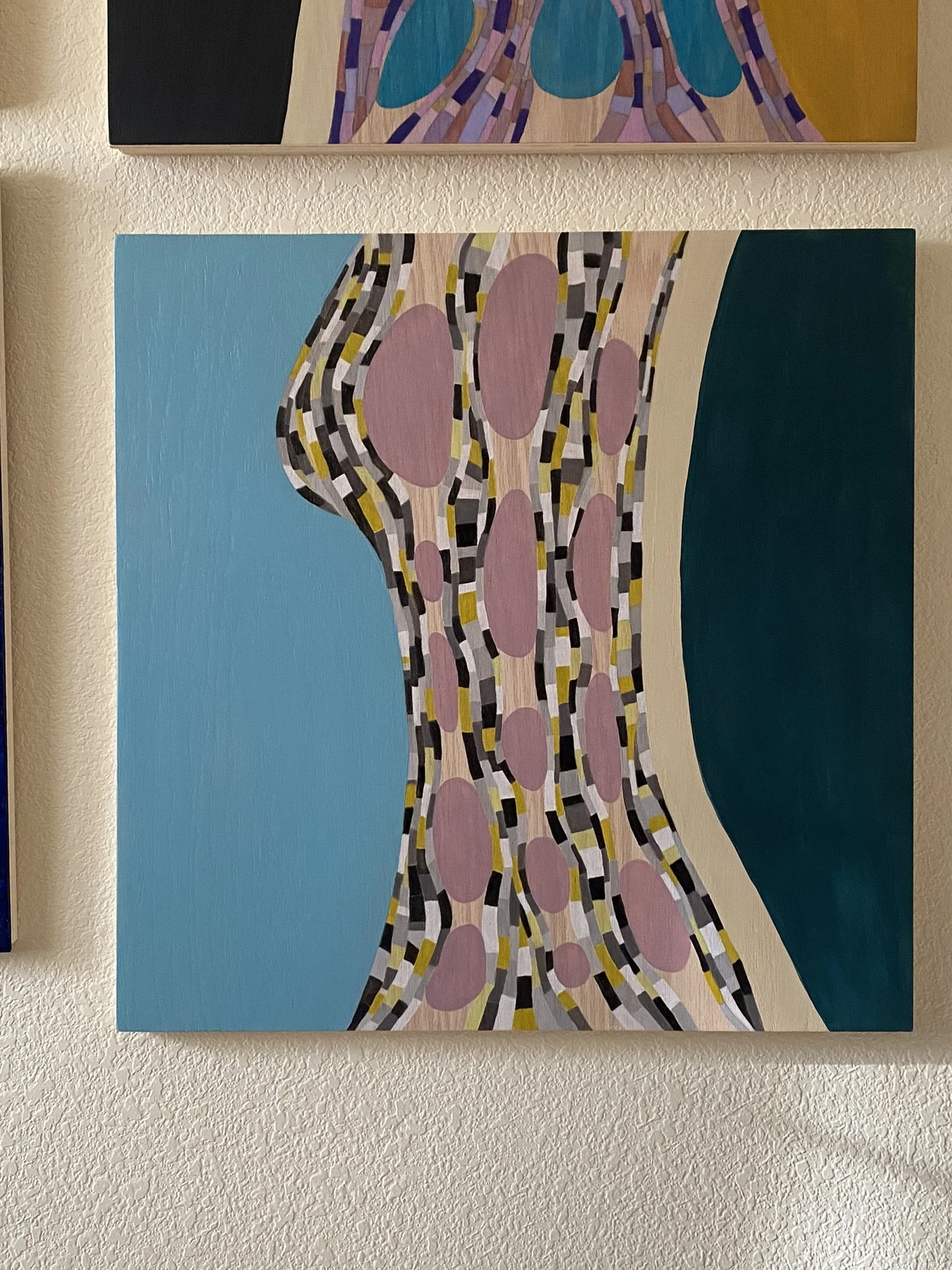 Feminine Form - 24" x 24" - Acrylic & oil pastel on wood  (unframed) 2025