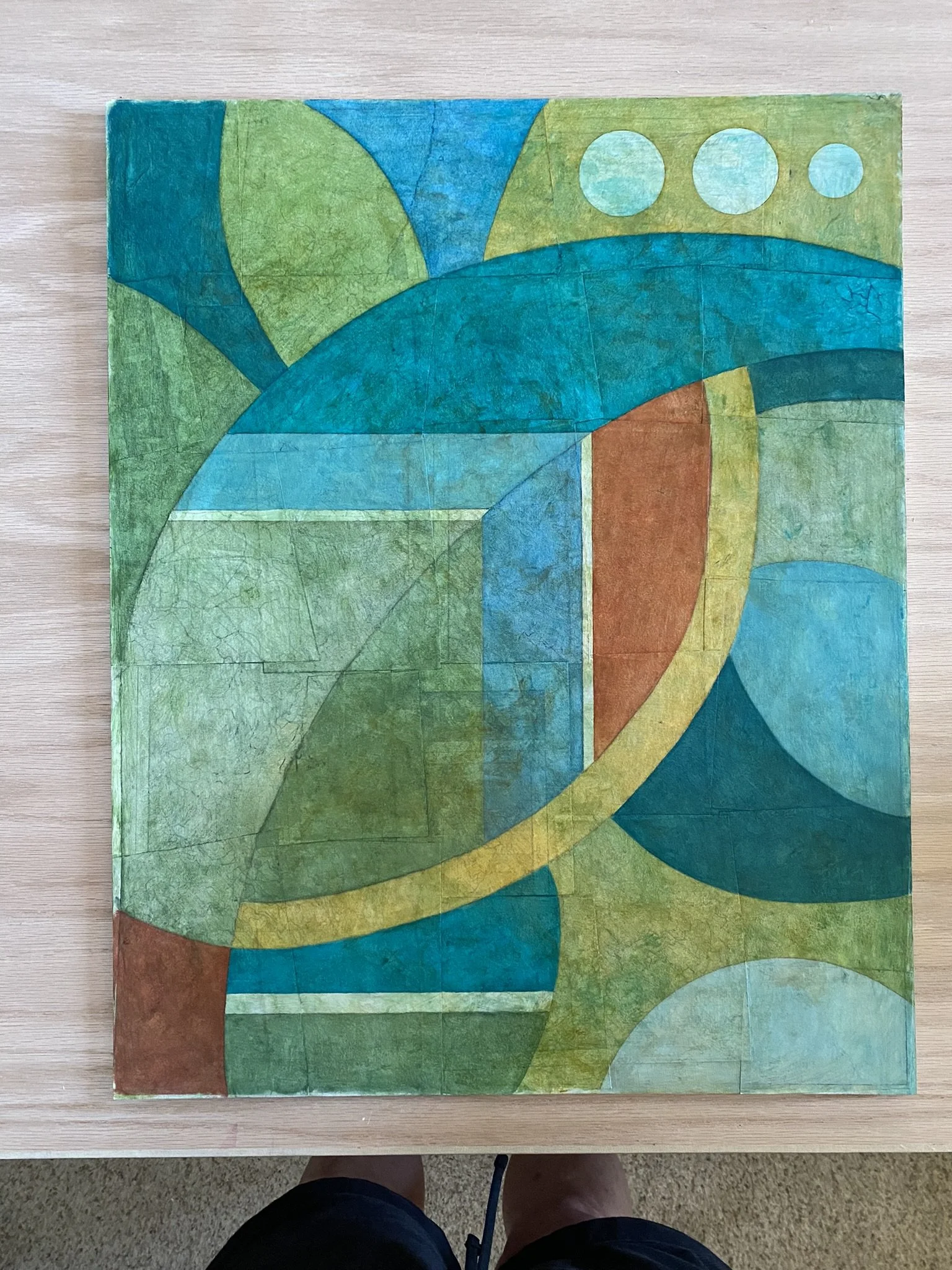 On Hold 1 - 16" x 20" - Oil pastel on topographic paper maps on board (unframed) 2025