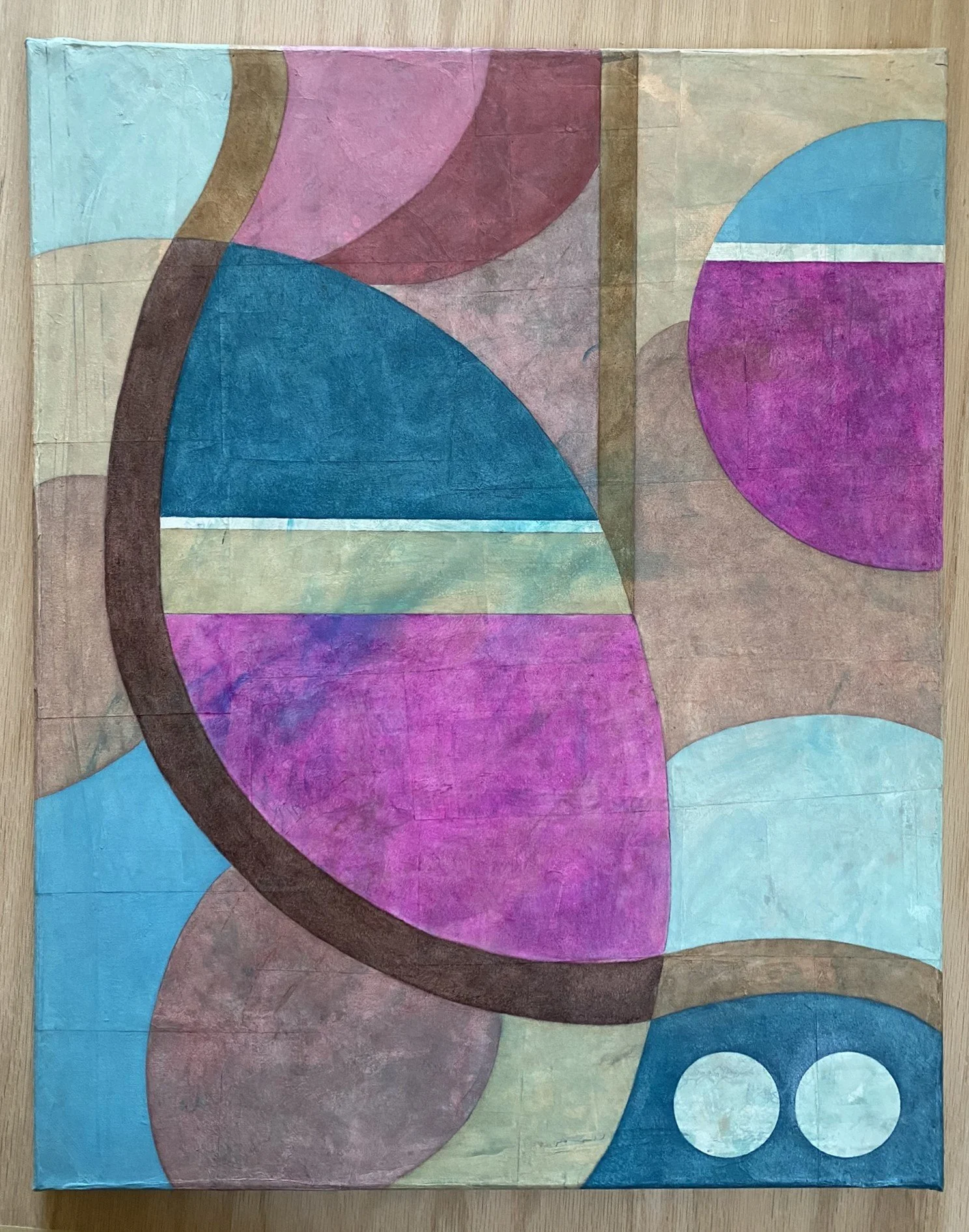 On Hold 2 - 16" x 20" - Oil pastel on topographic paper maps on canvas (unframed) 2025