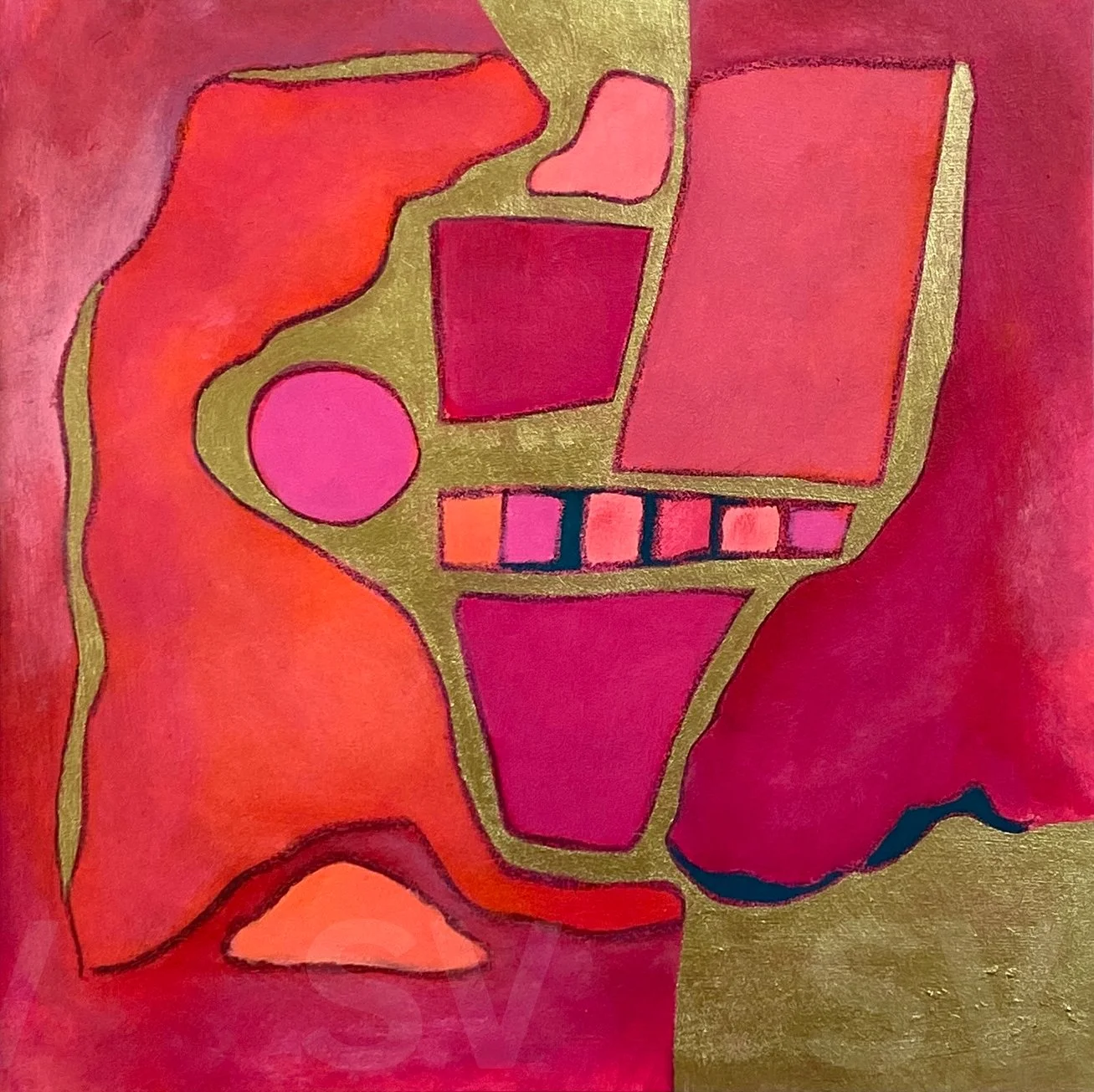 FH007 - 12" x 12" - Acrylic & China marker on paper mat- white mat 2026
