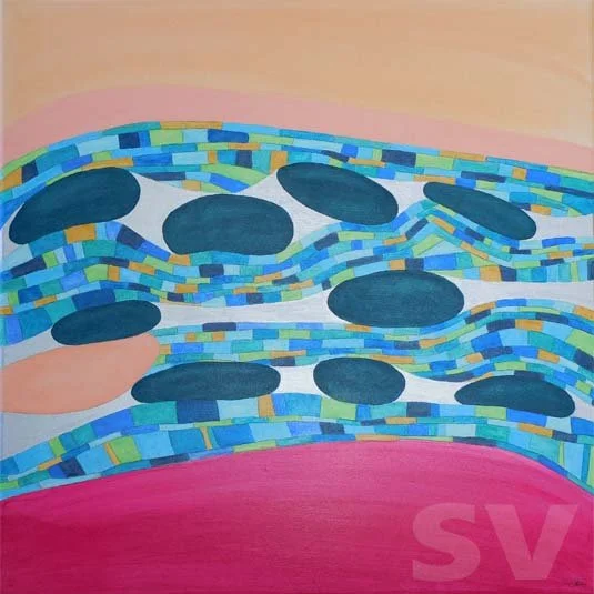 Norway - 20" x 20" - Acrylic & oil pastel on canvas 2025 framed
