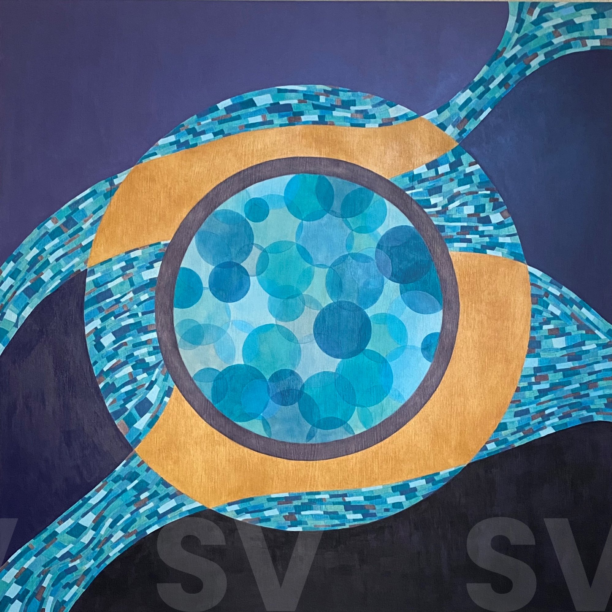 She's Got Boundaries - 36" x 36" - Mixed Media on wood panel 2026