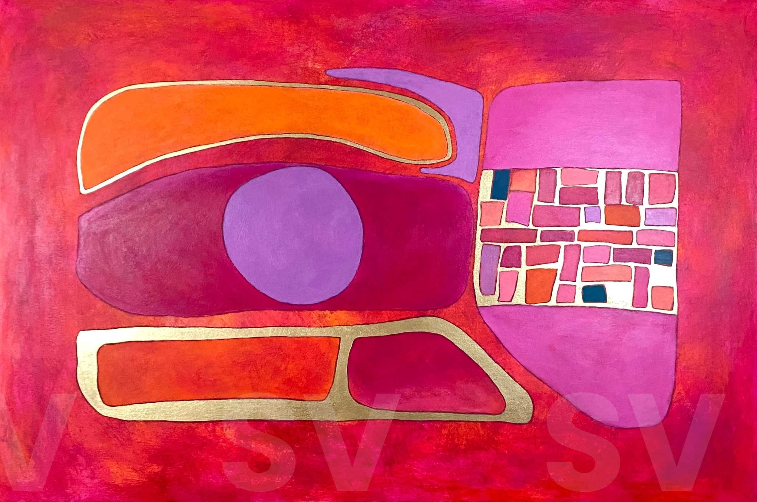 Revolution - 36" x 24" - Acrylic & China marker on paper mat 2026