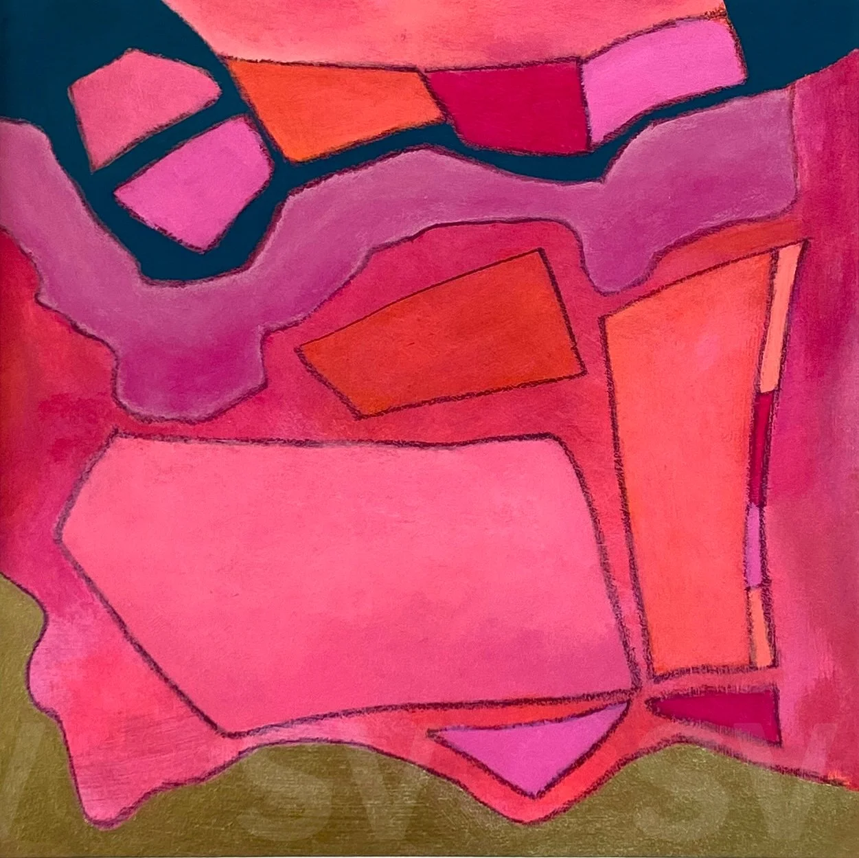 FH005 - 12" x 12" - Acrylic & China marker on paper mat- white mat 2026