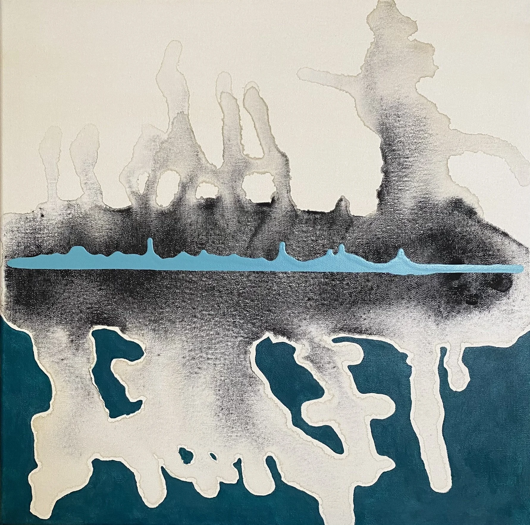 Calm in Contrast- 20" x 20" - Acrylic & oil pastel on canvas (unframed) 2025