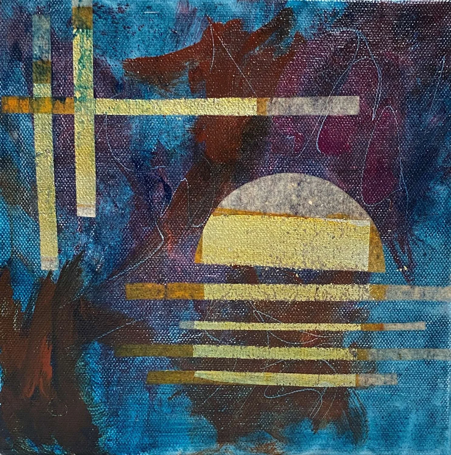 Blue Monday 1 - "8 x 8" - Mixed Media on canvas - (unframed gallery wrapped)- $128