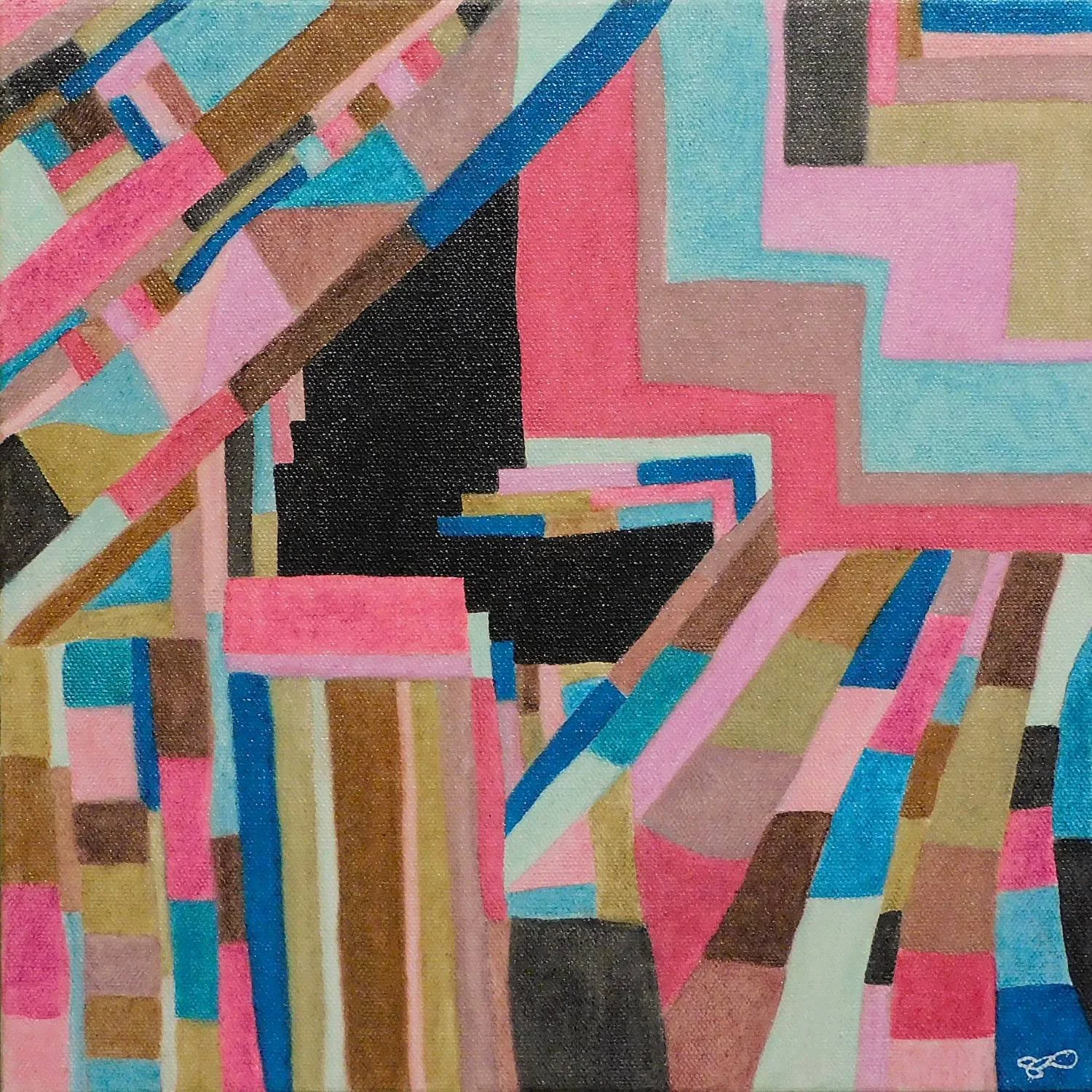 Lentulov - 12" x 12" x 1.5" - Oil Pastel on canvas - (unframed gallery wrapped)- $288