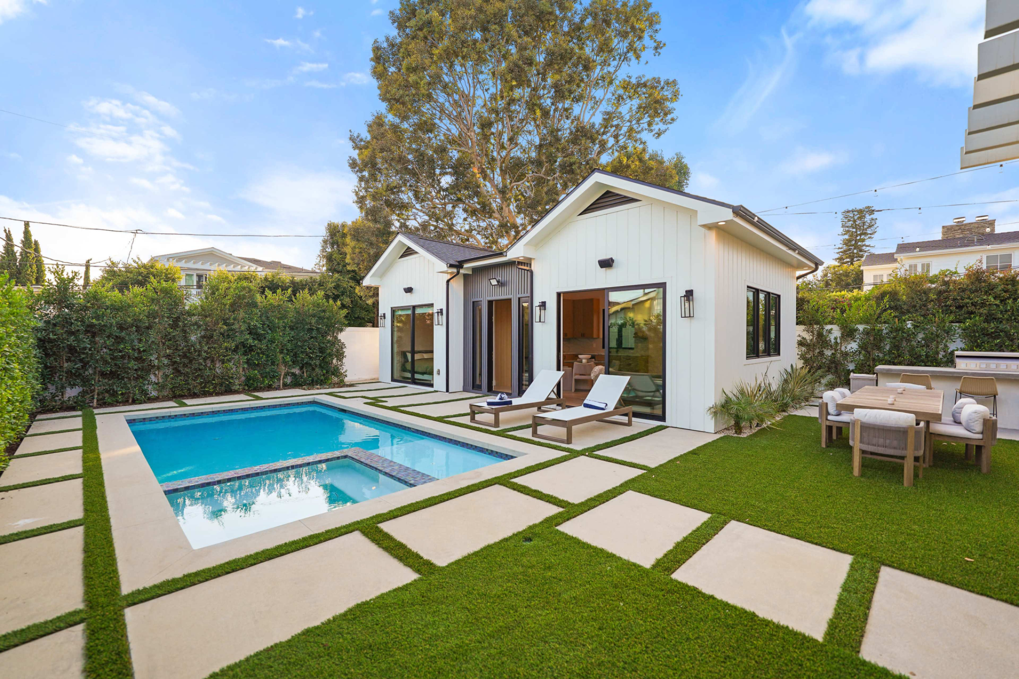 Detached guest house in Los Angeles with pool and outdoor living designed for long term multi generational use