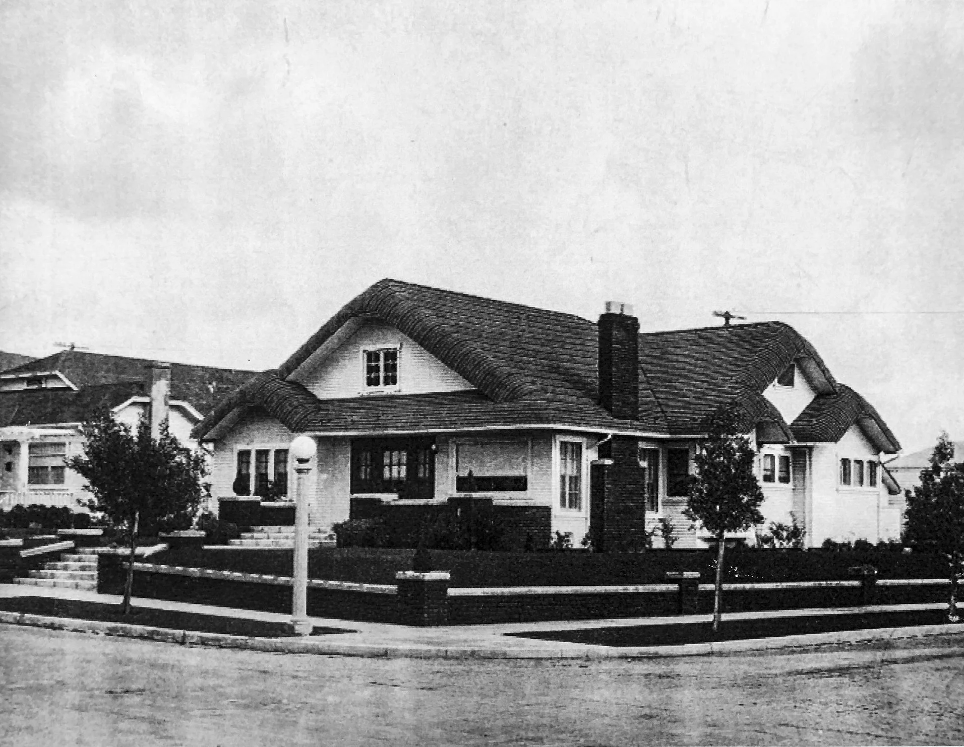 Original Spaulding Square Tudor home exterior, showing early architecture before full renovation