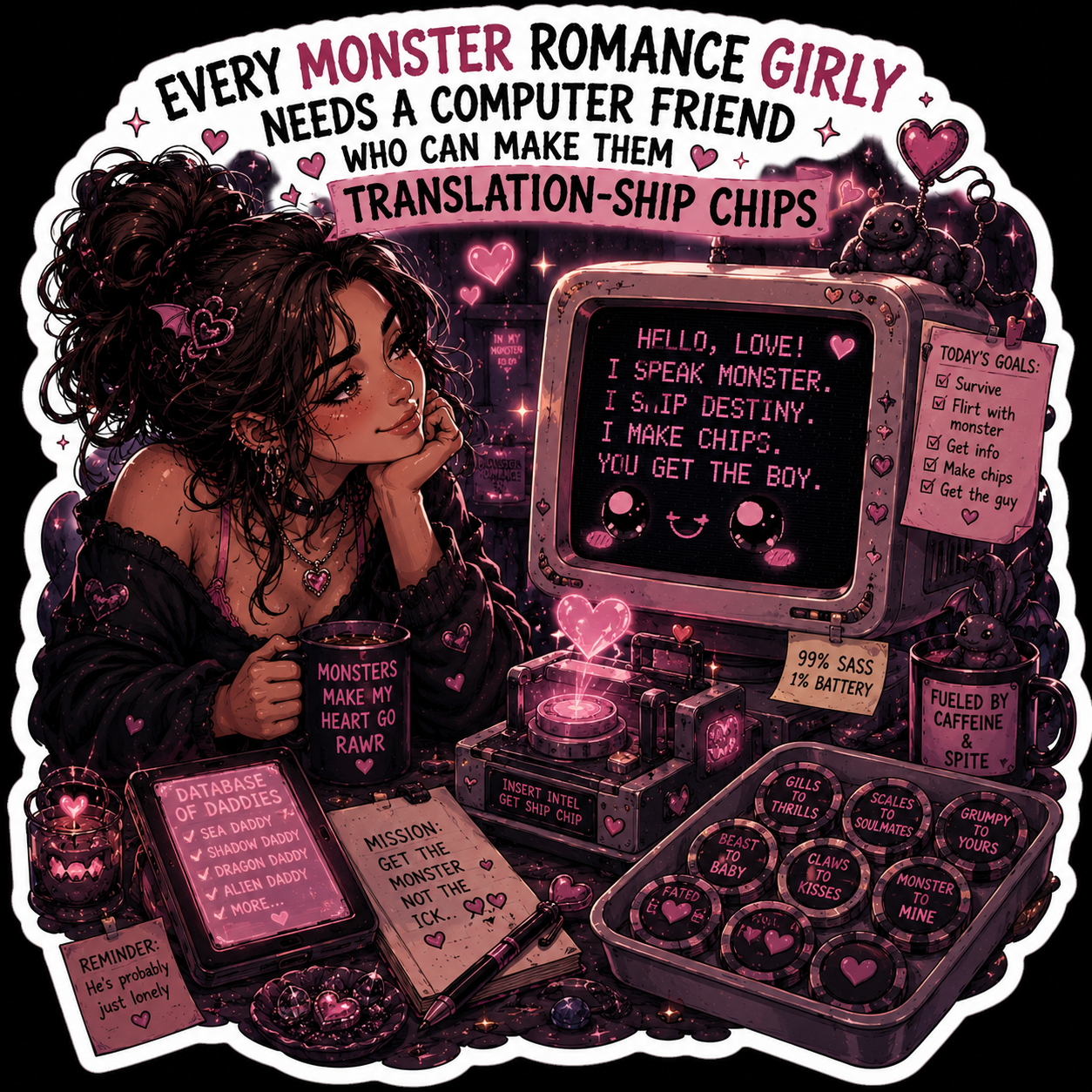 Monster Romance Translation Chip Vinyl Sticker