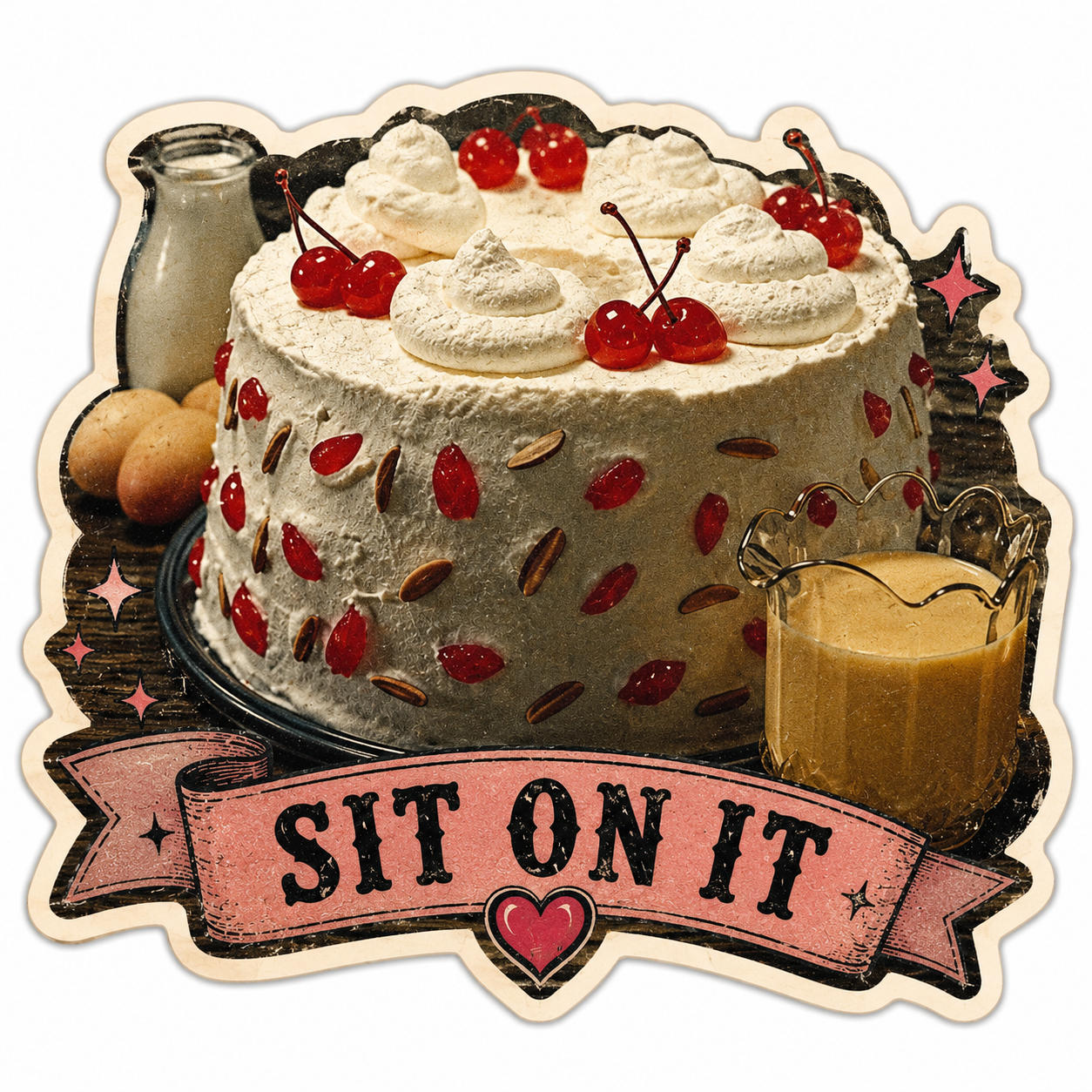 Sit On It Cake Vinyl Sticker