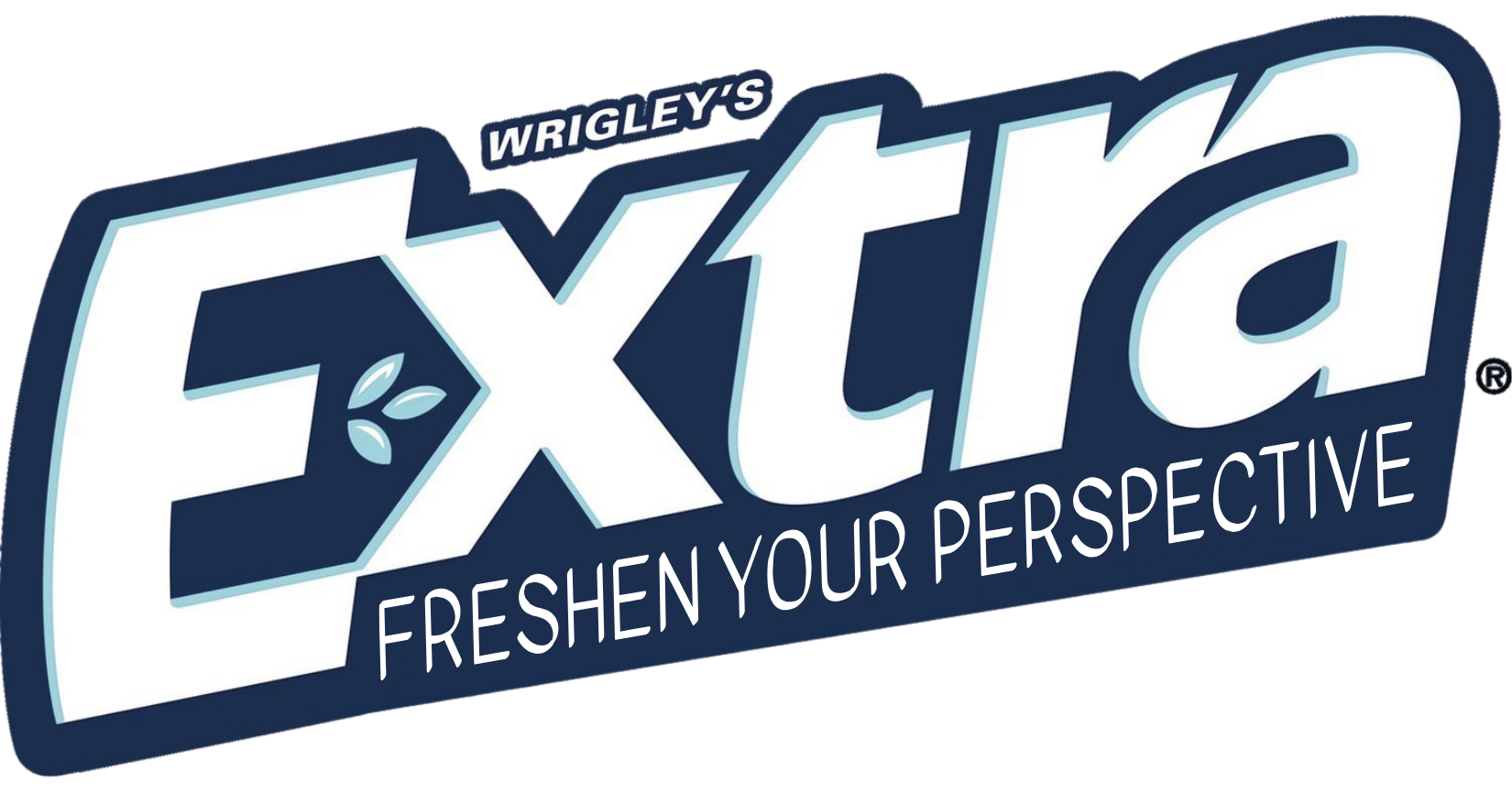 Logo of Wrigley's Extra chewing gum with the slogan "Freshen Your Perspective"