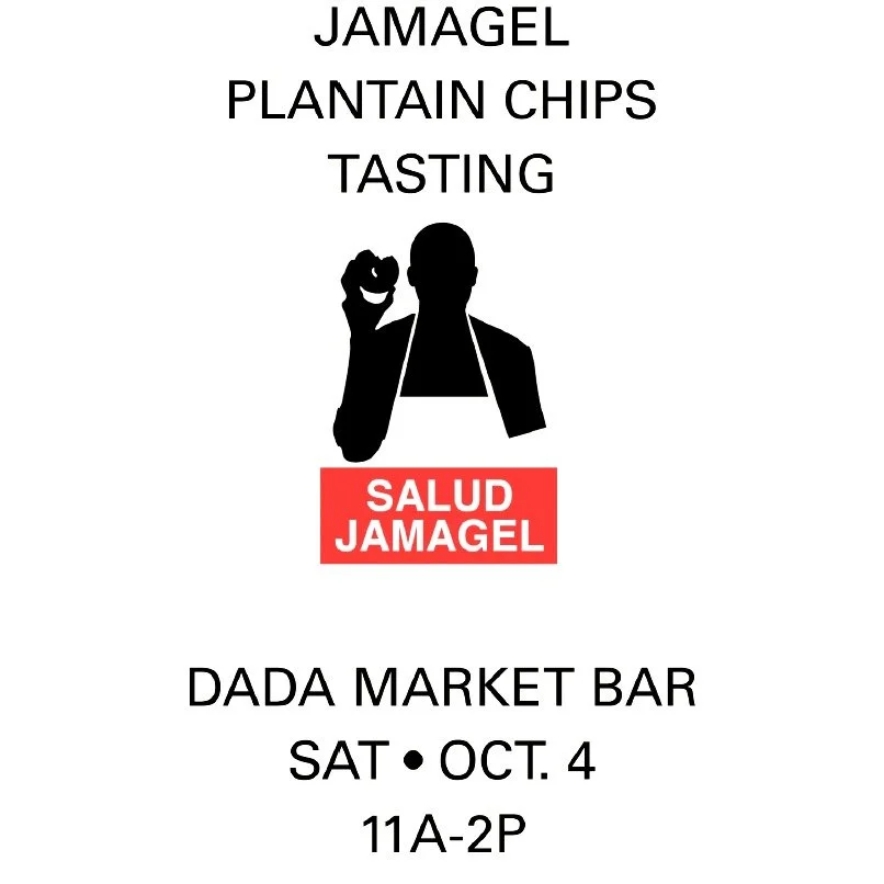 Come try some @jamagel_mon plantain chips, Listen to some reggae and get Irie flow @dadamarketechopark Tomorrow/Sat 11A-2P DADA MARKET BAR 1606 W Sunset Blvd Have a Jamagel Day!