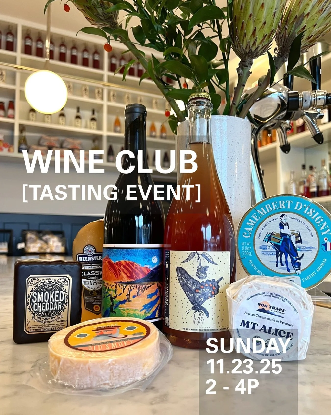 WINE CLUB [TASTING]
Just in time for holiday tables&hellip;
SUNDAY / 11.23.25 / 2 - 4P
AT DADA[MARKET]
&darr;
&darr;
&darr;
Wine Director SAM SACHS is back with another WINE CLUB tasting event. This month, we&rsquo;re exploring uniquely Californian h