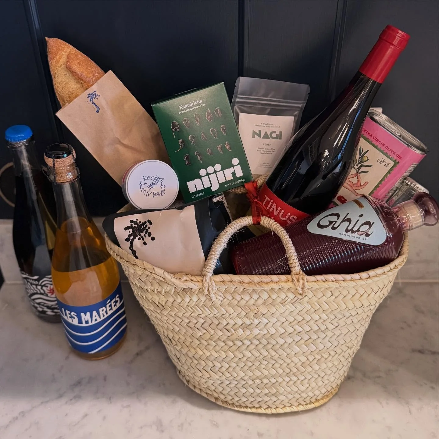 All of our favorites in one holiday basket. Come shop a basket or give a gift card and help support small businesses! #shoplocal