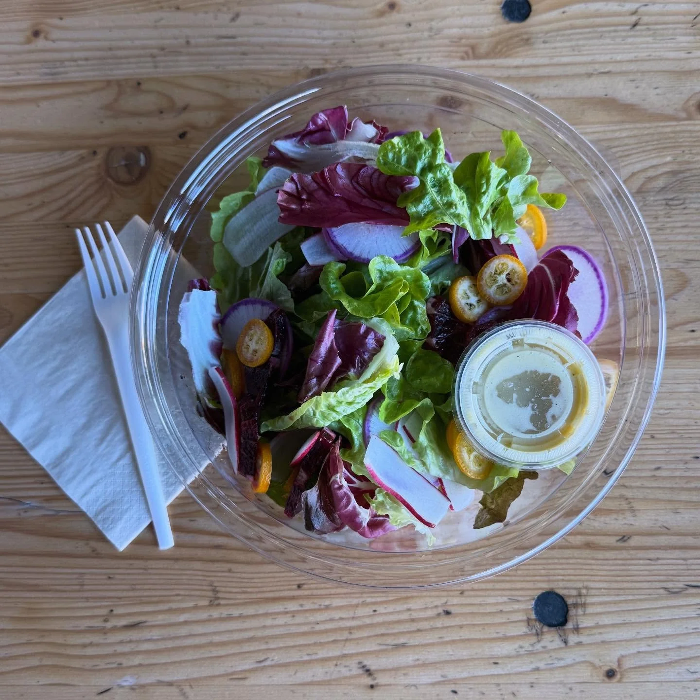 Market salads Mon &amp; Tues!
Greens, Radish, Blood Orange, Kumquats, Lemon Vinagrette 12.