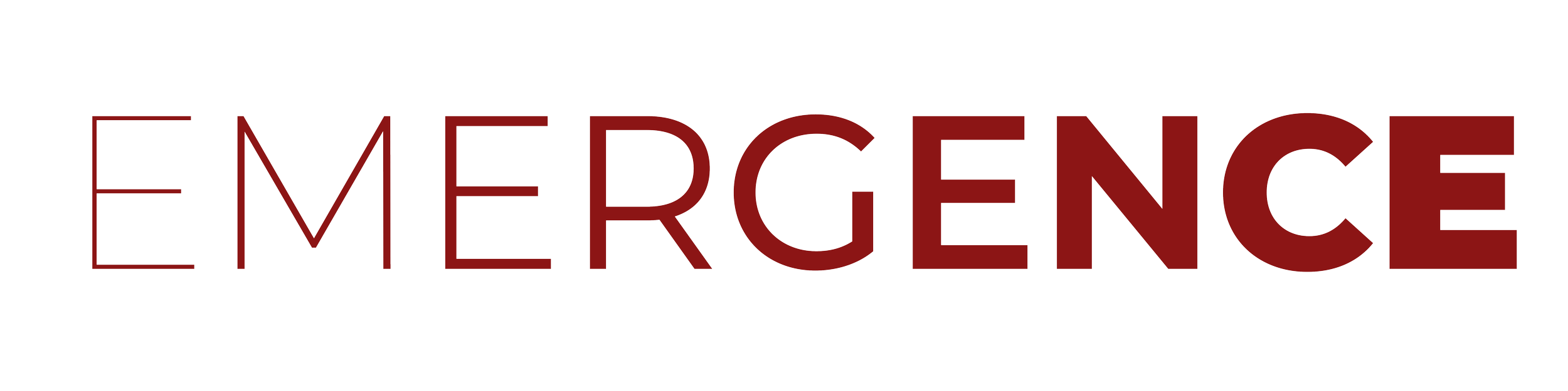 Emergence wordmark, cardinal red