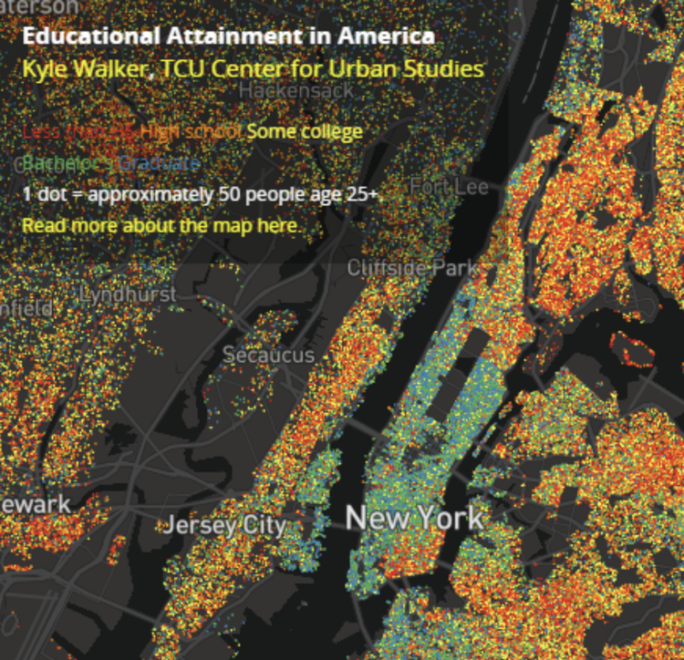 Educational attainment map of New York City, NY