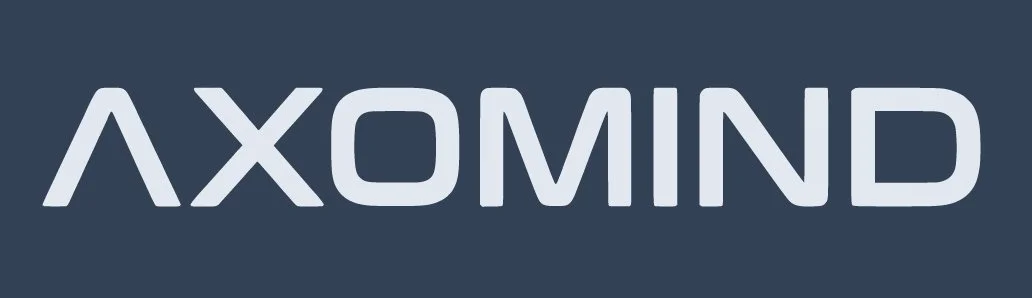 Axomind wordmark, steel background
