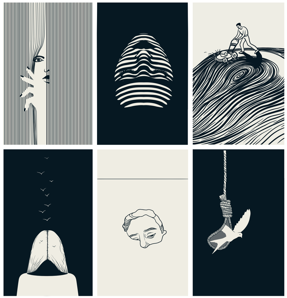 Lines poster series, displayed together