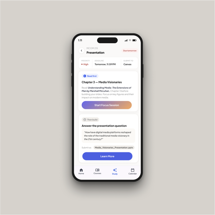 Presentation main page screen