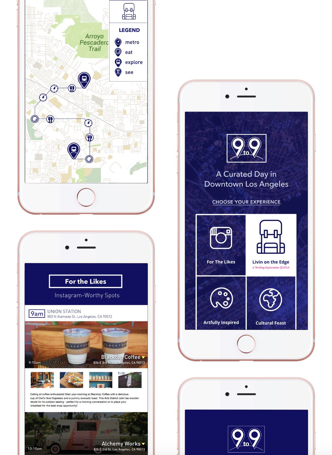 9to9 DTLA Mobile Application Interfaces