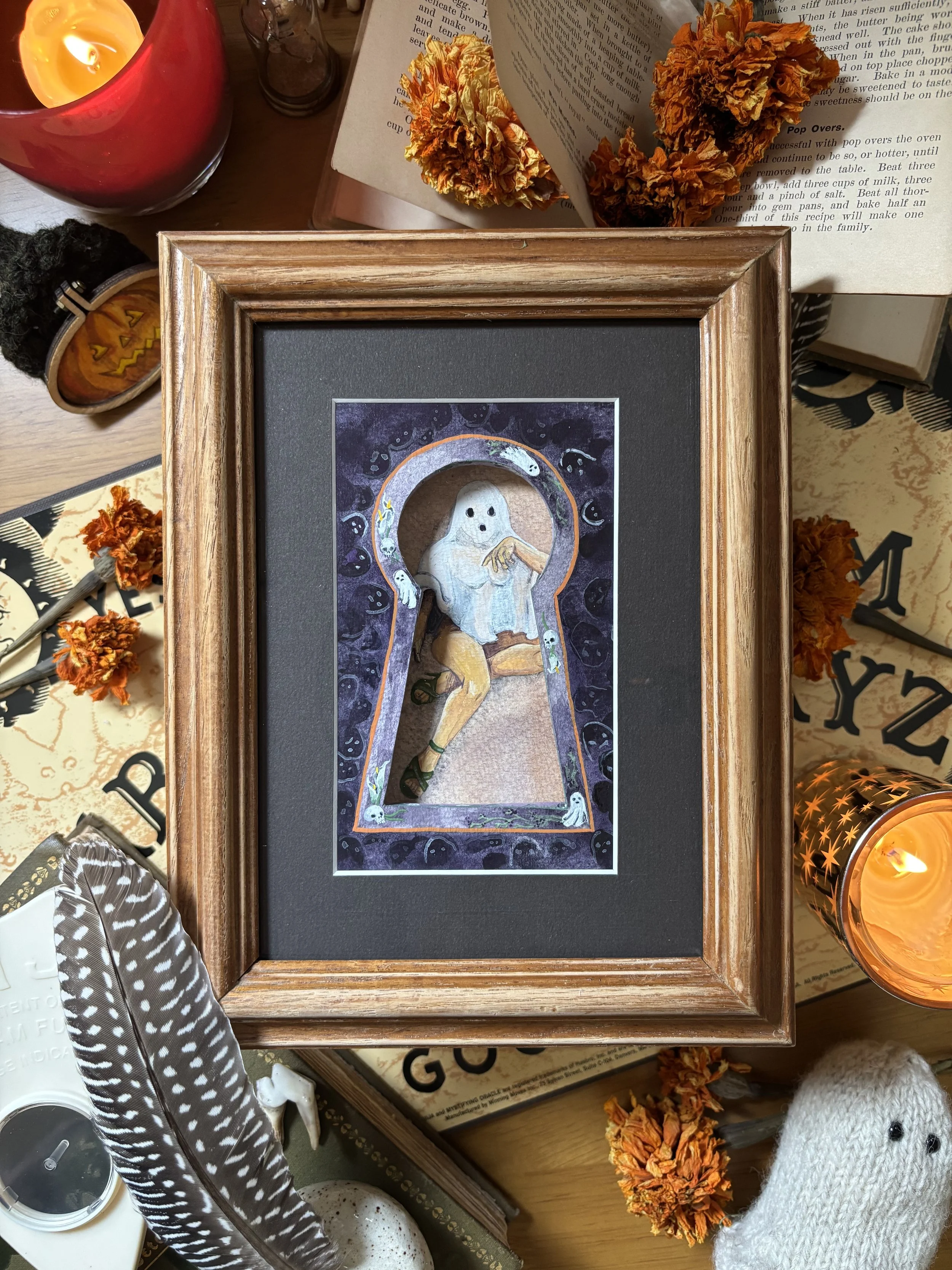 Pinup Ghost "Peek-a-Boo" Layered Painting