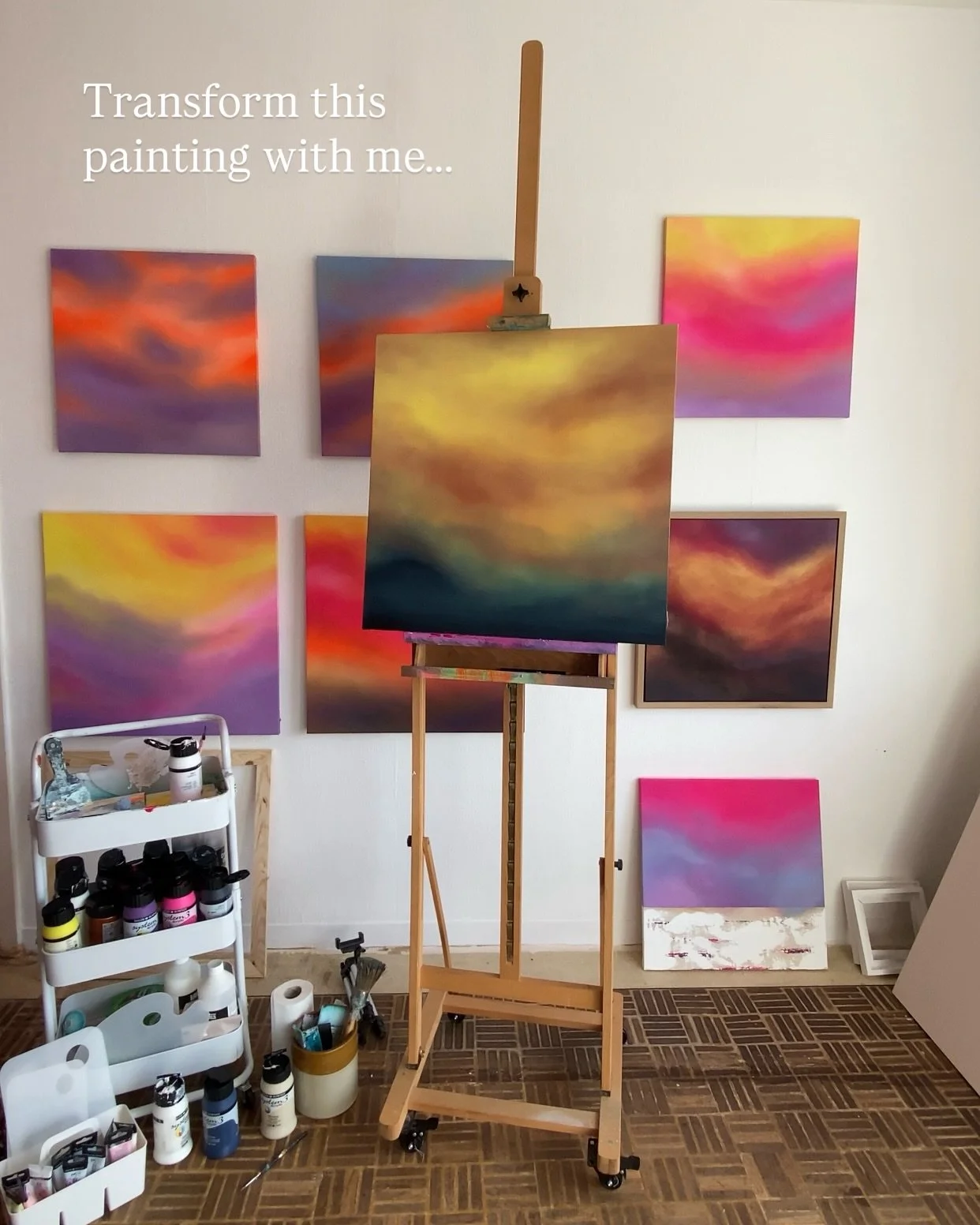 When the vibe is off, the paints come back out! 👏🏼 What do you think of the transformation? I&rsquo;m so happy with how she turned out. Now she glows and my peace is restored 🤌🏼✨

Original piece will be available on my website this spring! 👀🌷 
