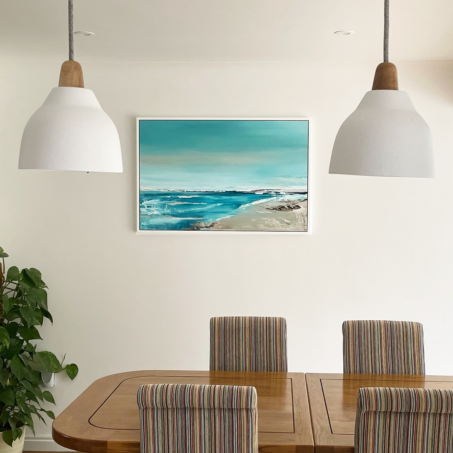 Abstract Acrylic Original Painting - A calming, meditative piece in dark inky blue and teal.