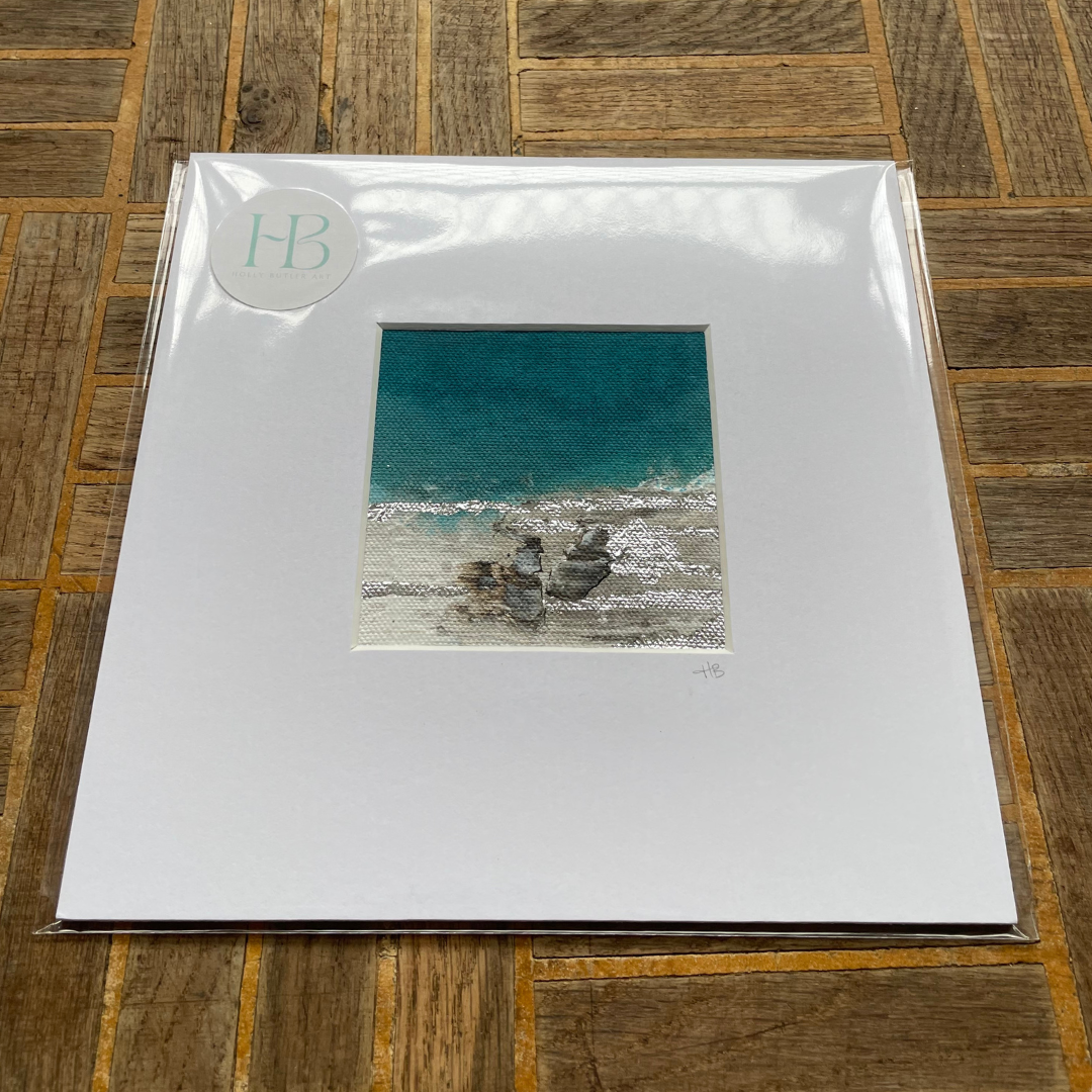 Coastal Blues Mini Mounted Original #01 | Mini Mounted Original #01 | Silver Foiled Painting.png