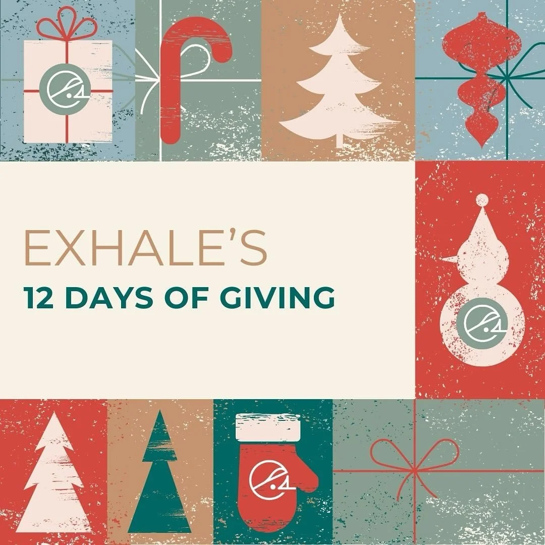 Alright Exhale! This is one of our favorite traditions of the year- giving back to you AND some of our favorite small businesses in town! 

From Dec 9th to December 20th we will giving away 12 days of gifts- and I must say we found some good ones thi