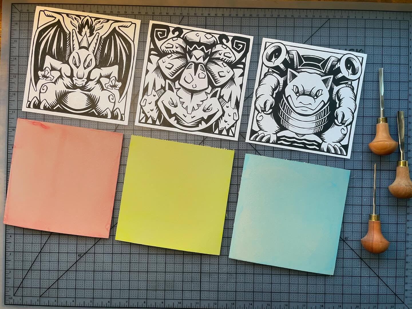 Hey all! I&rsquo;m going to try something new! LINOCUTS! And what better way to start than Pokemons? I did these designs and I plan to print them in color paper! Let&rsquo;s see how it goes!

#linocut #linocutprint #linocutprintmaking #pokemon #ninte