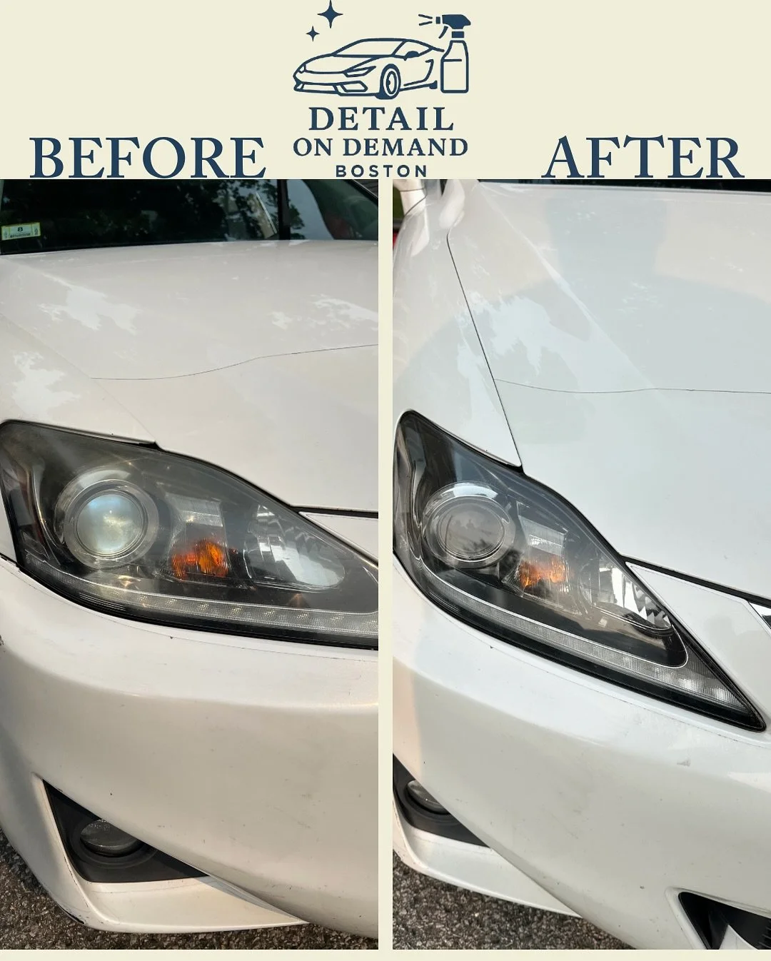 Another Lexus brought back to life by Detail On Demand Boston!
From foggy headlights and grimy door jams to spotless leather and deep-cleaned floor mats — we don’t miss a detail.
✅ Headlight Restoration
✅ Interior Shampoo & Leather C