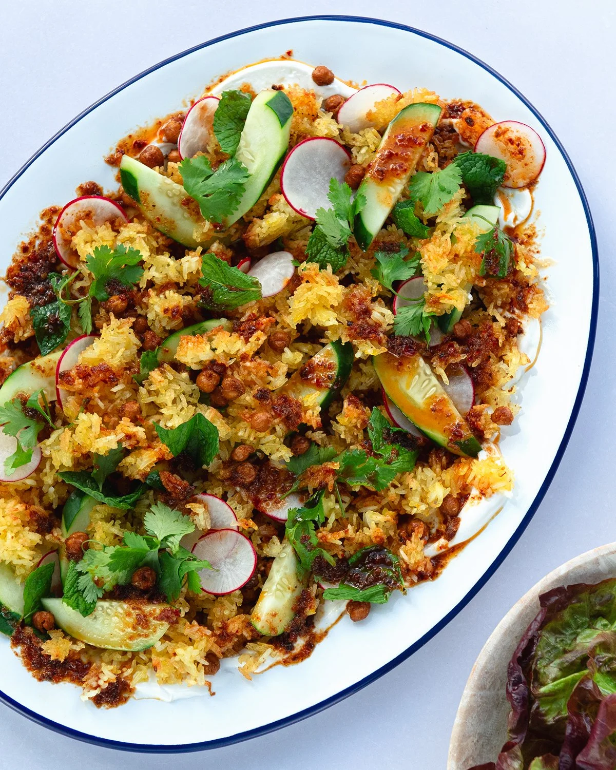 Saffron Crispy Rice Salad with Harissa Vinaigrette