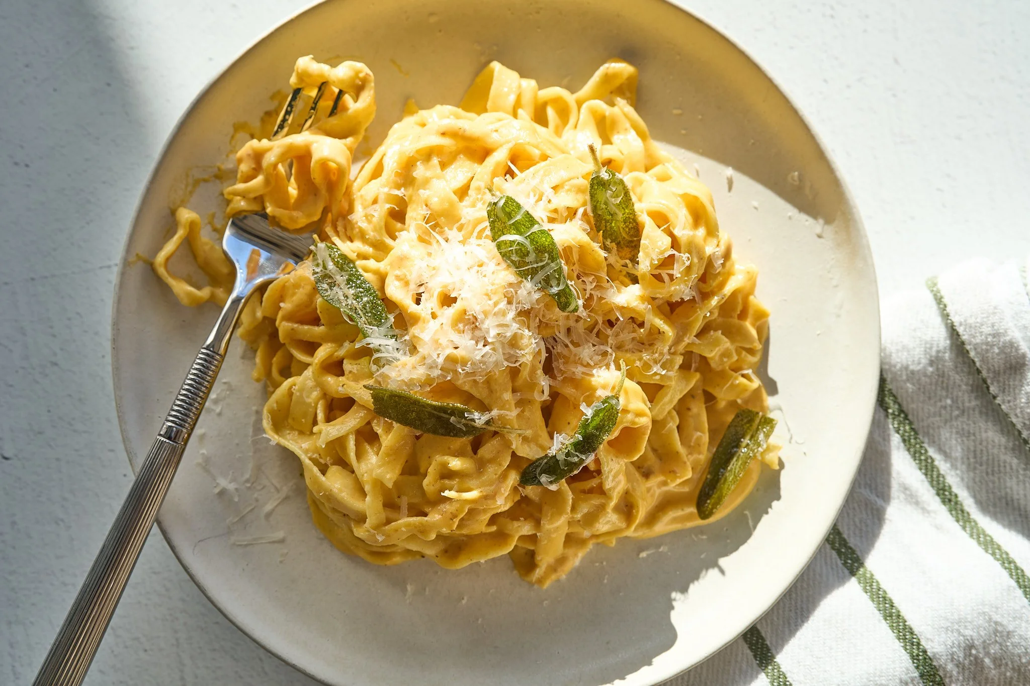 Creamy Pumpkin Alfredo with Homemade Fettuccine